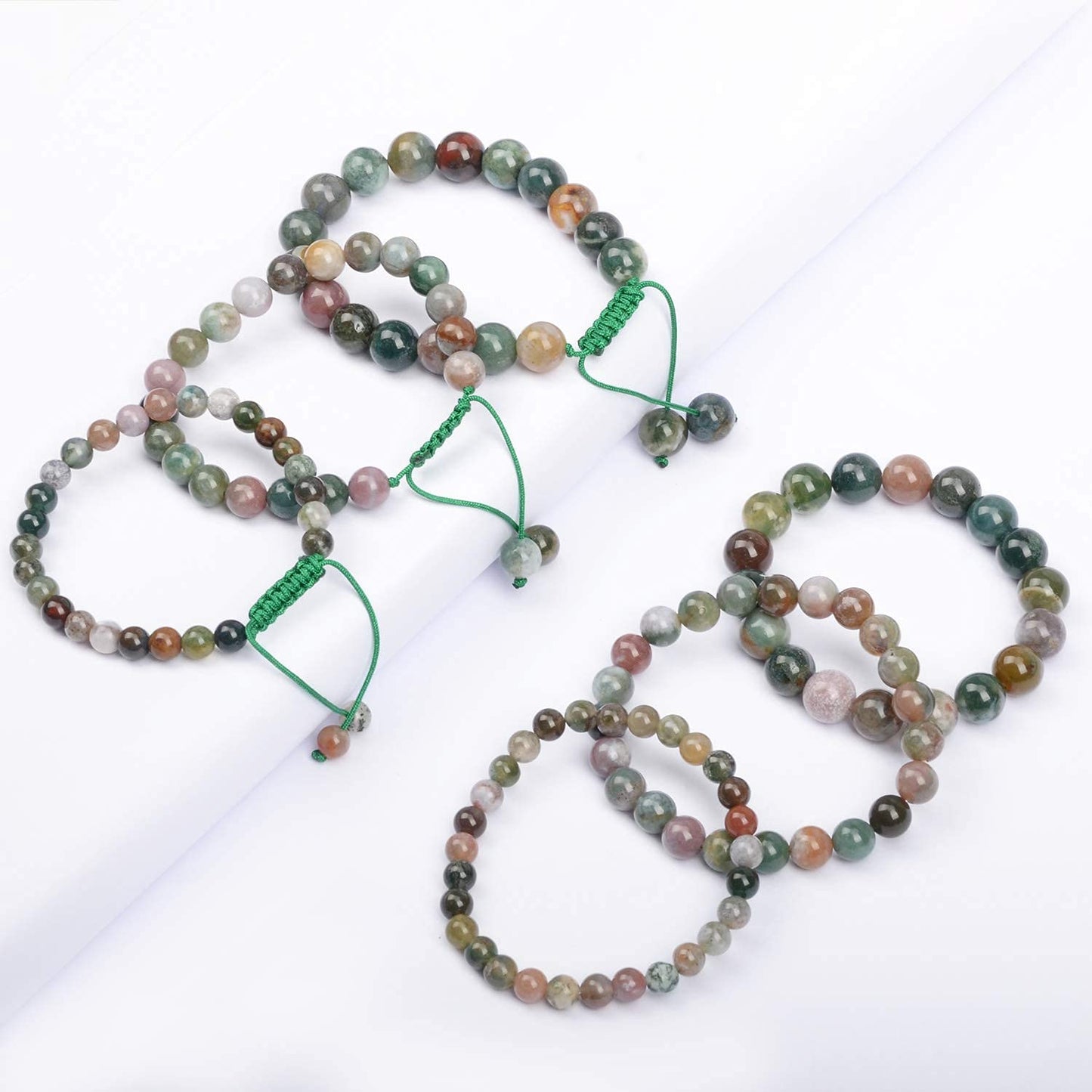 AD Beads Natural Gemstone Round Loose Beads 15" for Bracelet Necklace Earrings Jwelery Making Crafts DIY (6mm, Indian Agate)