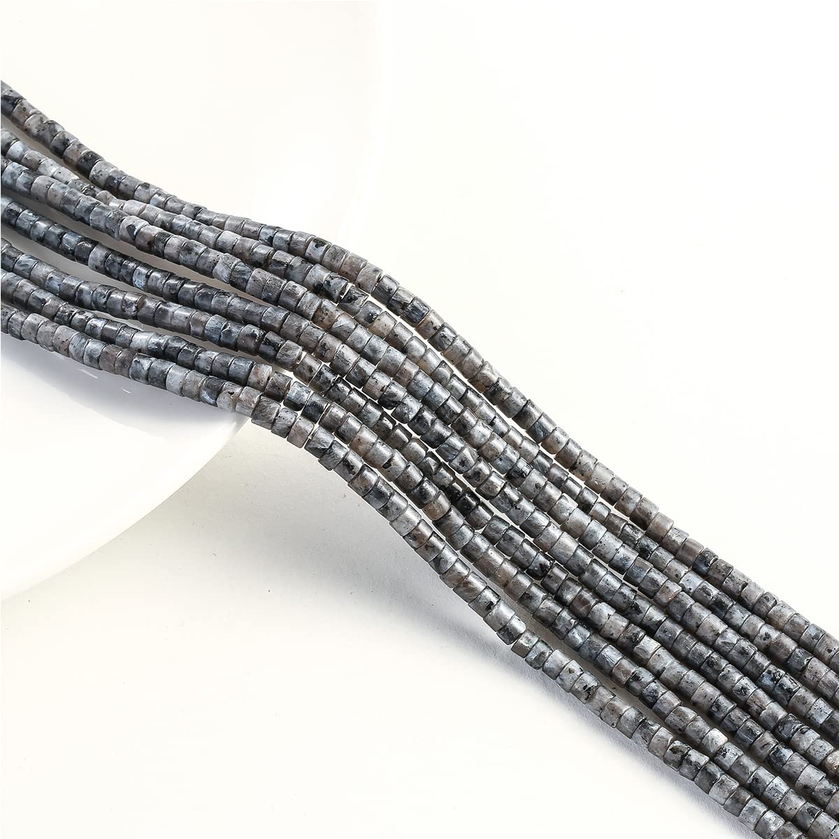 Natural Black Spectrolite Stone Spacer Beads 4x2mm 38cm/str Flat Round Loose Semi Gemstone Caps for Making Bracelets Necklace