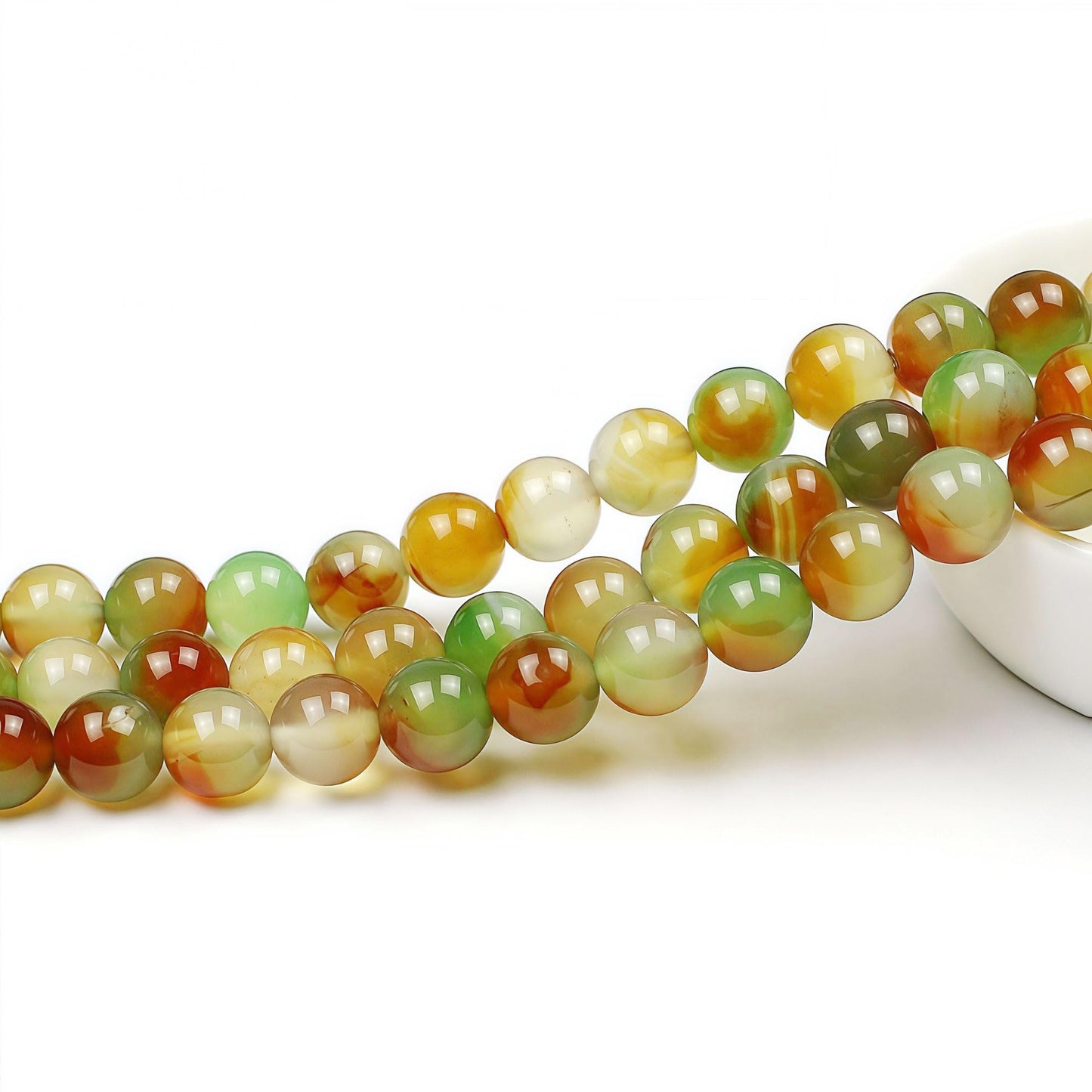 MJDCB Natural Peacock Agate Beads Red Green Agate Beads Round Stone Beads for DIY Necklace Bracelat Jewelry Making Strand 15" (12mm)