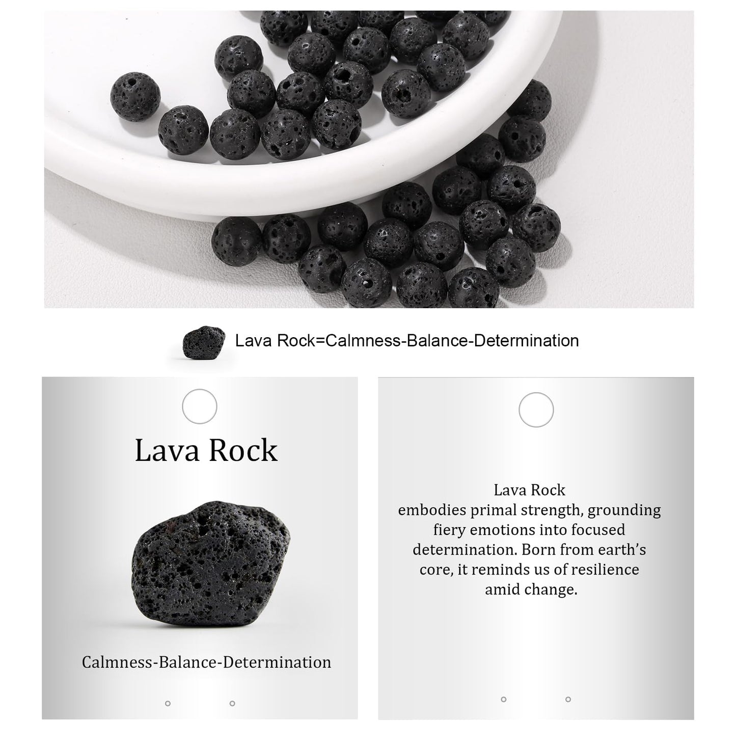 Vinswet 60pcs 6mm Lava Rock Natural Stone Beads Round Genuine Real Stone Beading Loose Gemstones DIY Smooth Bead for Bracelet Necklace Earrings Jewelry Making