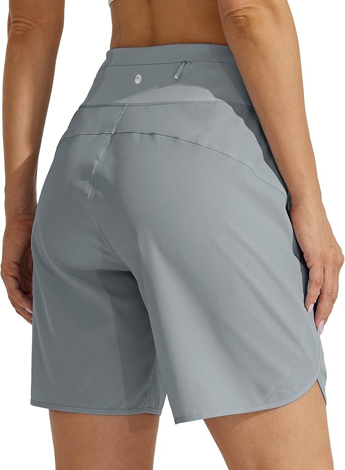 Willit Women's 7" Athletic Running Shorts Long Workout Hiking Shorts Quick Dry High Waisted Active Zipper Pocket(Medium)