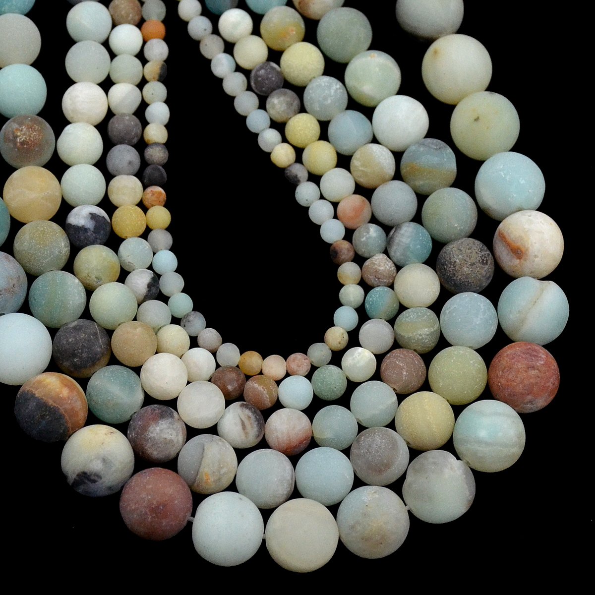AD Beads Smooth Natural Gemstone Round Loose Beads 15"(8mm, Matte Multicolor Amazonite)