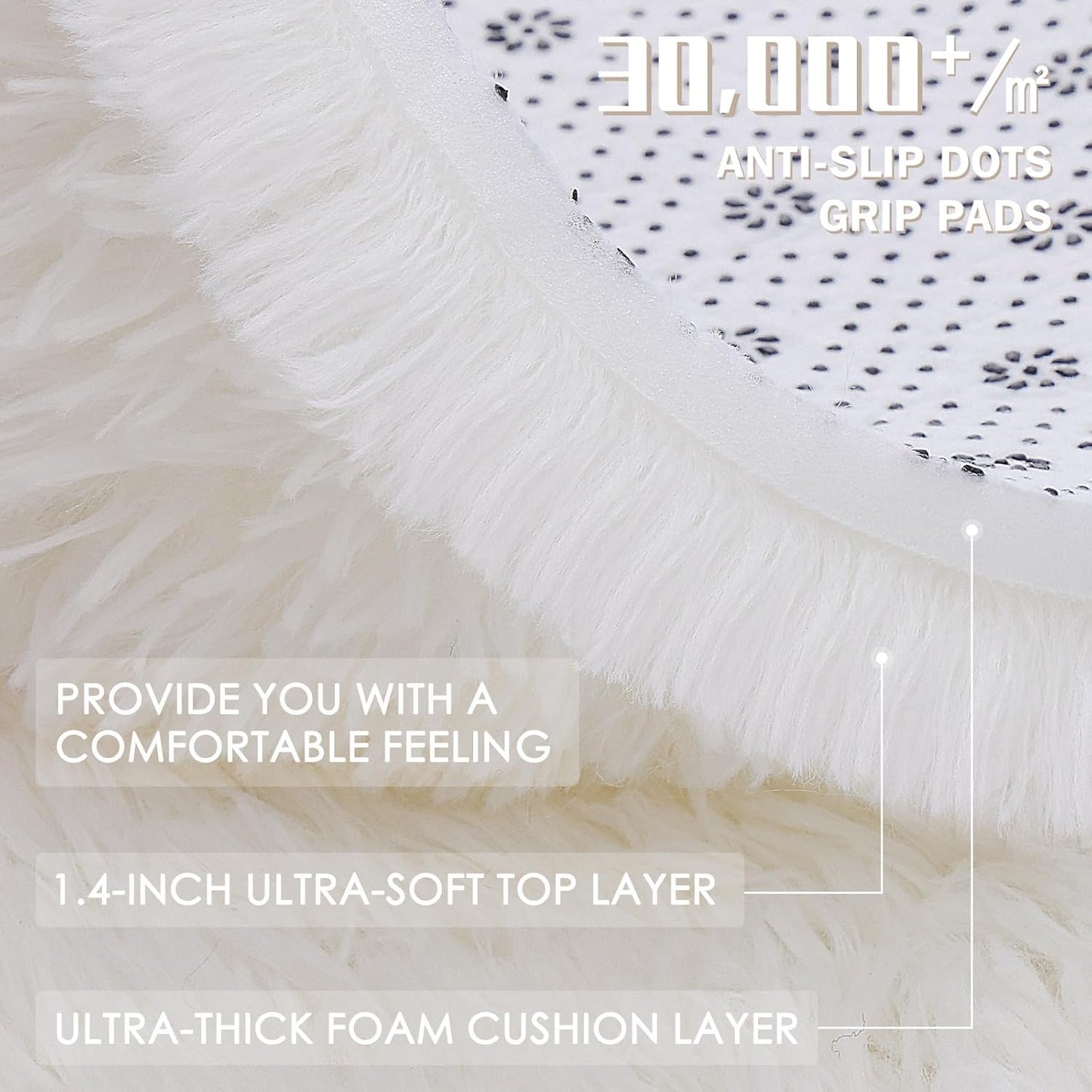 OLANLY Large Area Rug - Soft Fluffy Shaggy Carpet for Living Room & Bedroom | Machine Washable, Ivory