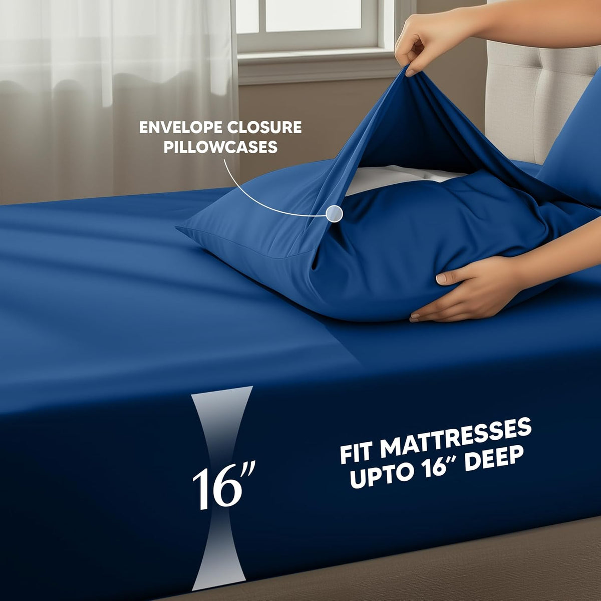 Utopia Bedding Queen Size Sheet Set - Soft, Breathable Microfiber | 4-Piece in Dusk Blue