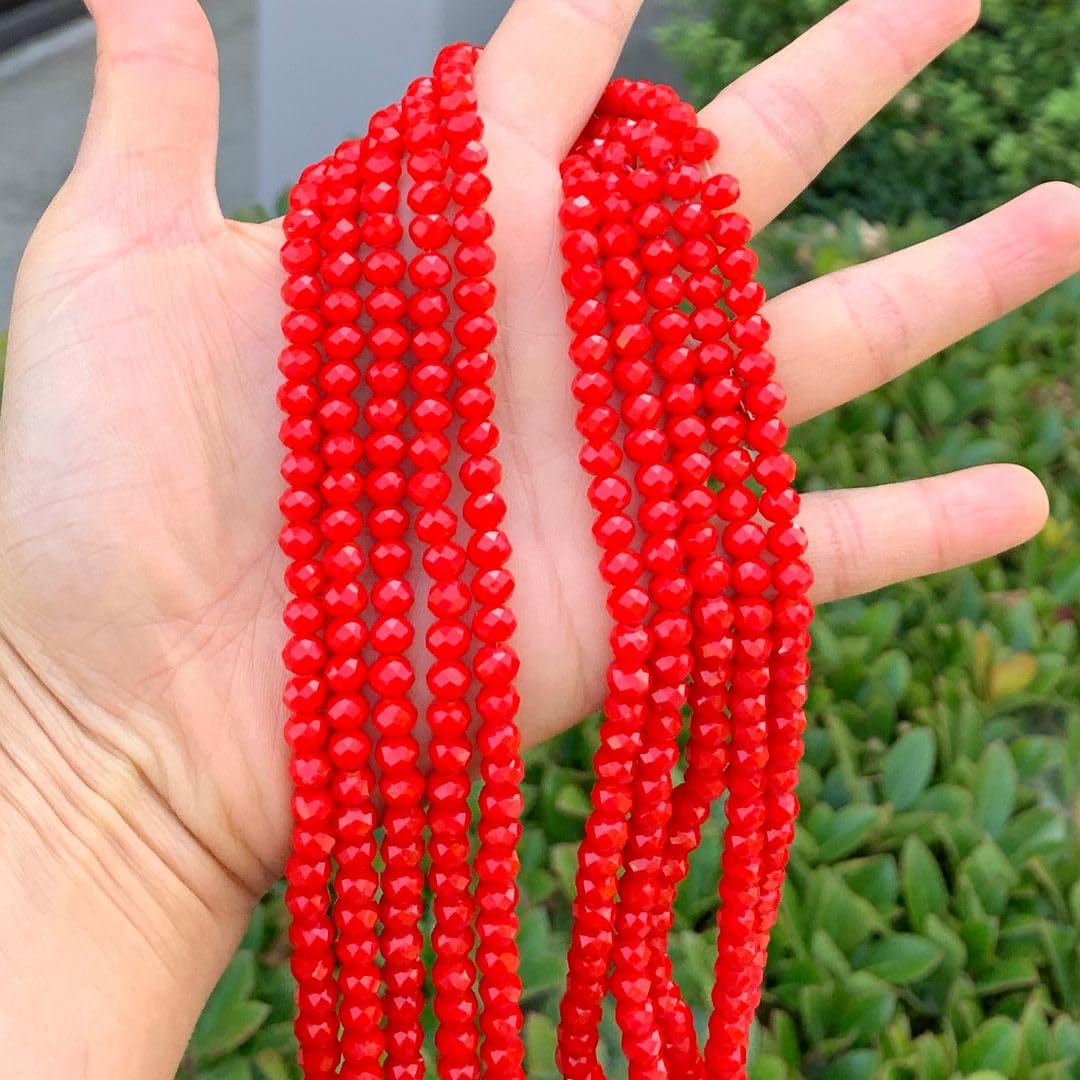 1000pcs Czech Faceted Rondelle Crystal Glass Loose Beads 6mm Spacer Bulk Coral red for DIY Craft Jewelry Making CCR635