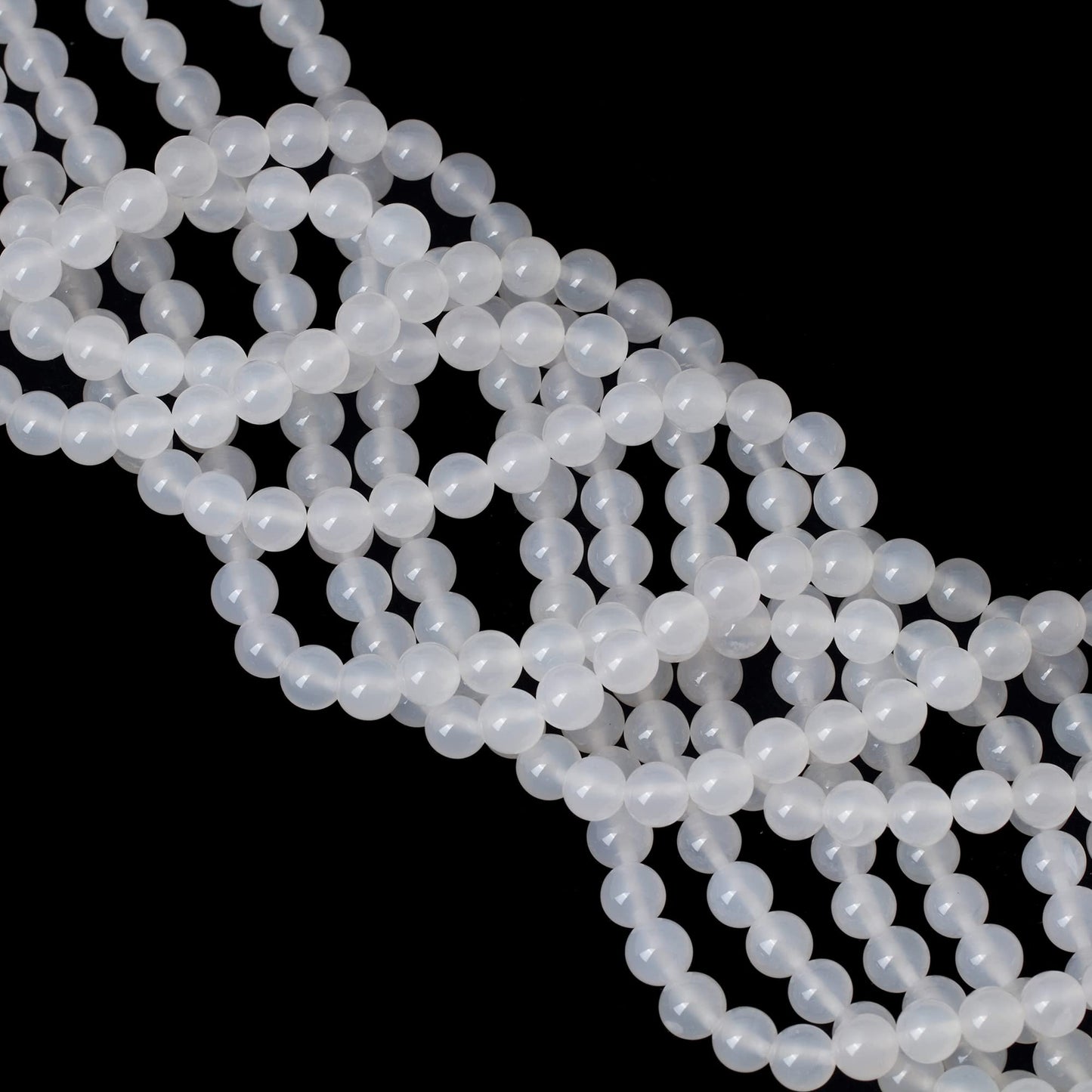 CHEAVIAN 45PCS 8mm Natural White Agate Gemstone Round Loose Beads for Jewelry Making 1 Strand 15"