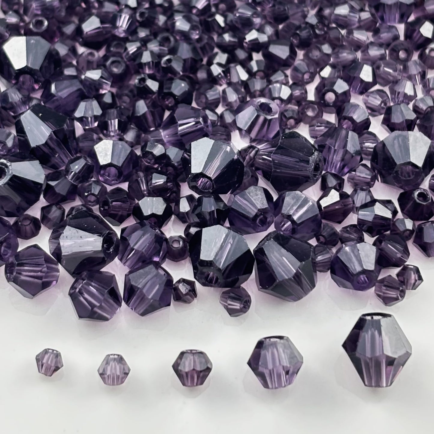 Pinhoollgo 1310pcs Bicone Crystal Glass Beads 2mm 3mm 4mm 6mm 8mm Faceted Crystal Spacer Beads for Bracelets Necklace Pendants Earrings DIY Jewelry Craft Making(Violet)