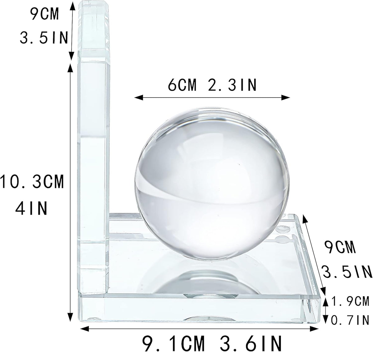 Skiennix Crystal Bookends - L-Shape Non-Skid Heavy-Duty Book Holders | 4-Inch Clear Decorative Ornaments
