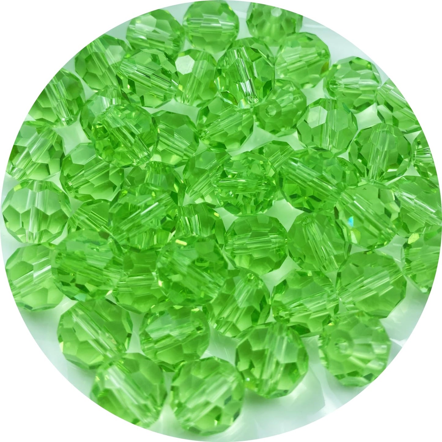 Xinhongo Crystal Glass Beads 50 Pieces 10mm Round Faceted Glass Spacer Beads for Jewelry Making Bracelet Earring Necklace DIY Craft Supplies(Light Green)