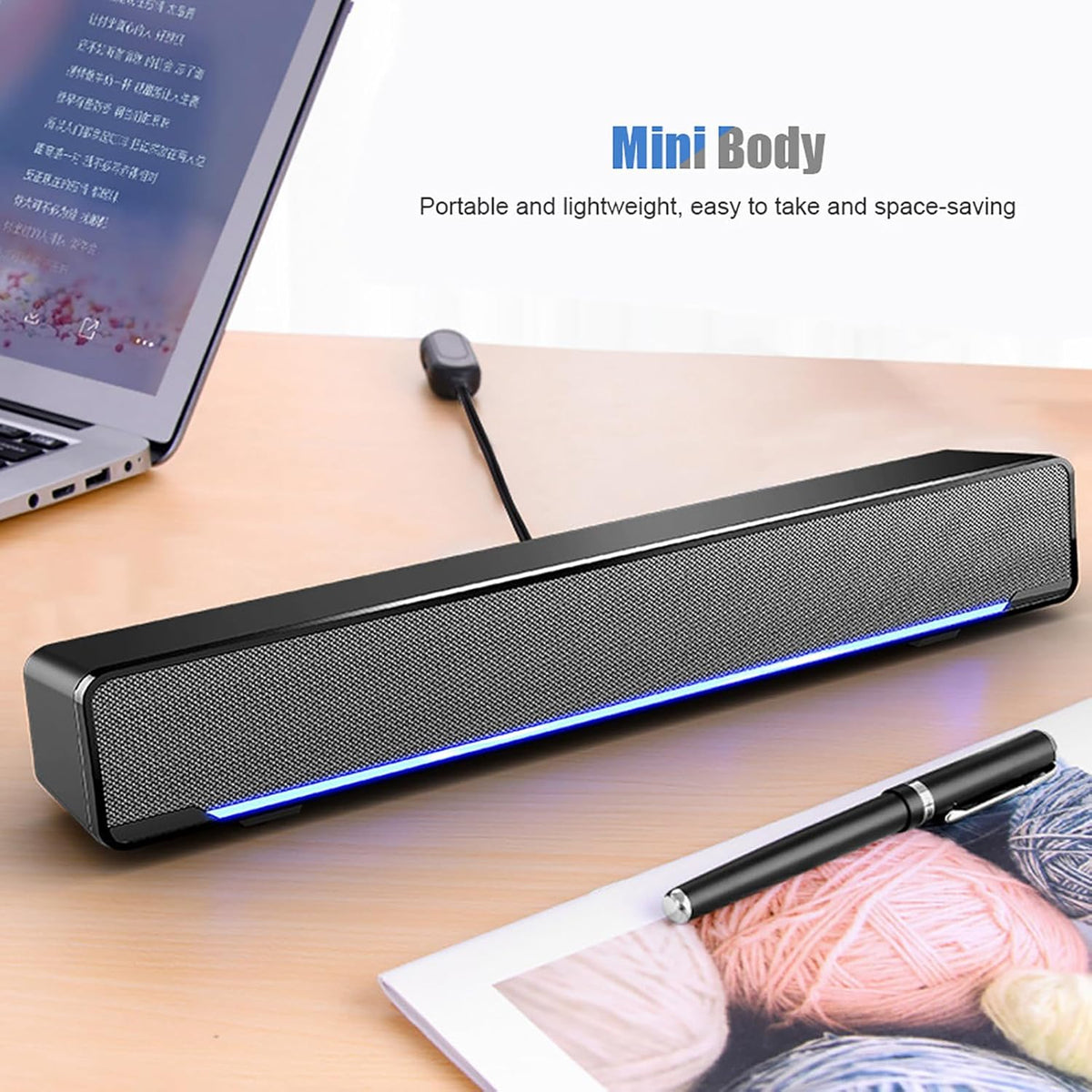 Yosoo 3.5mm Smart TV Wired Soundbar Universal Portable Speaker, Supports Audio Input, Features Surround Sound