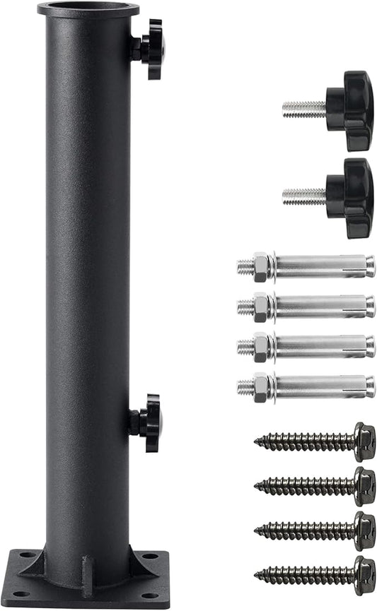 Stainless Steel Patio Umbrella Bracket for 1.5"-2" Umbrella Insert for Outdoor Ground Fixing Parasol Base (Black)