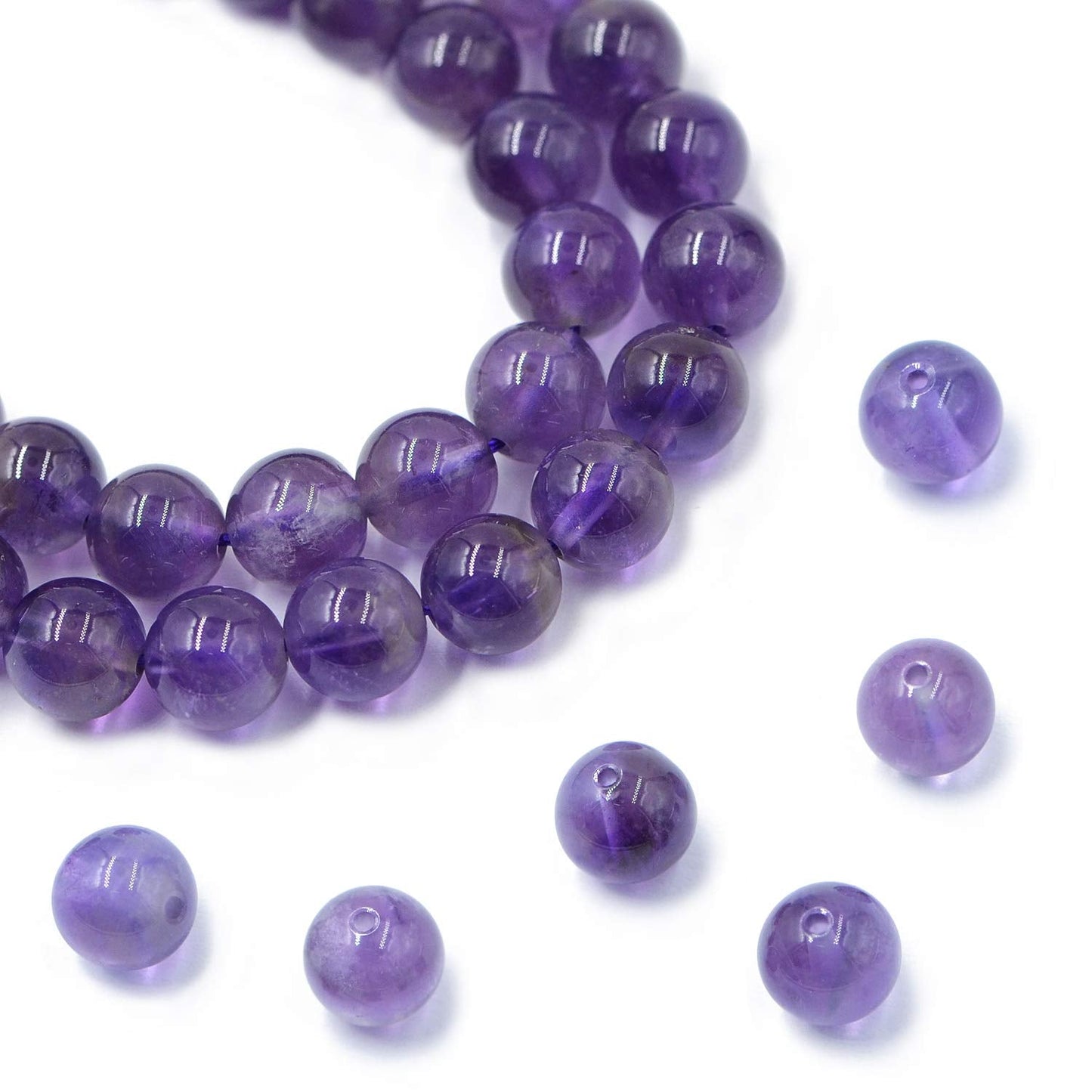AD Beads Natural Gemstone Round Loose Beads 15" for Bracelet Necklace Earrings Jwelery Making Crafts DIY (4mm, Purple Amethyst)