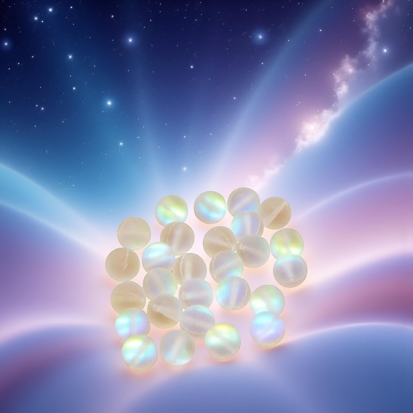100 Pcs Glass Beads for Jewelry Making, 8mm Matte Crystal Glass Beads Mermaid Aurora Beads Moonstone Beads Bead Assortments for Jewelry Making Arts, Crafts