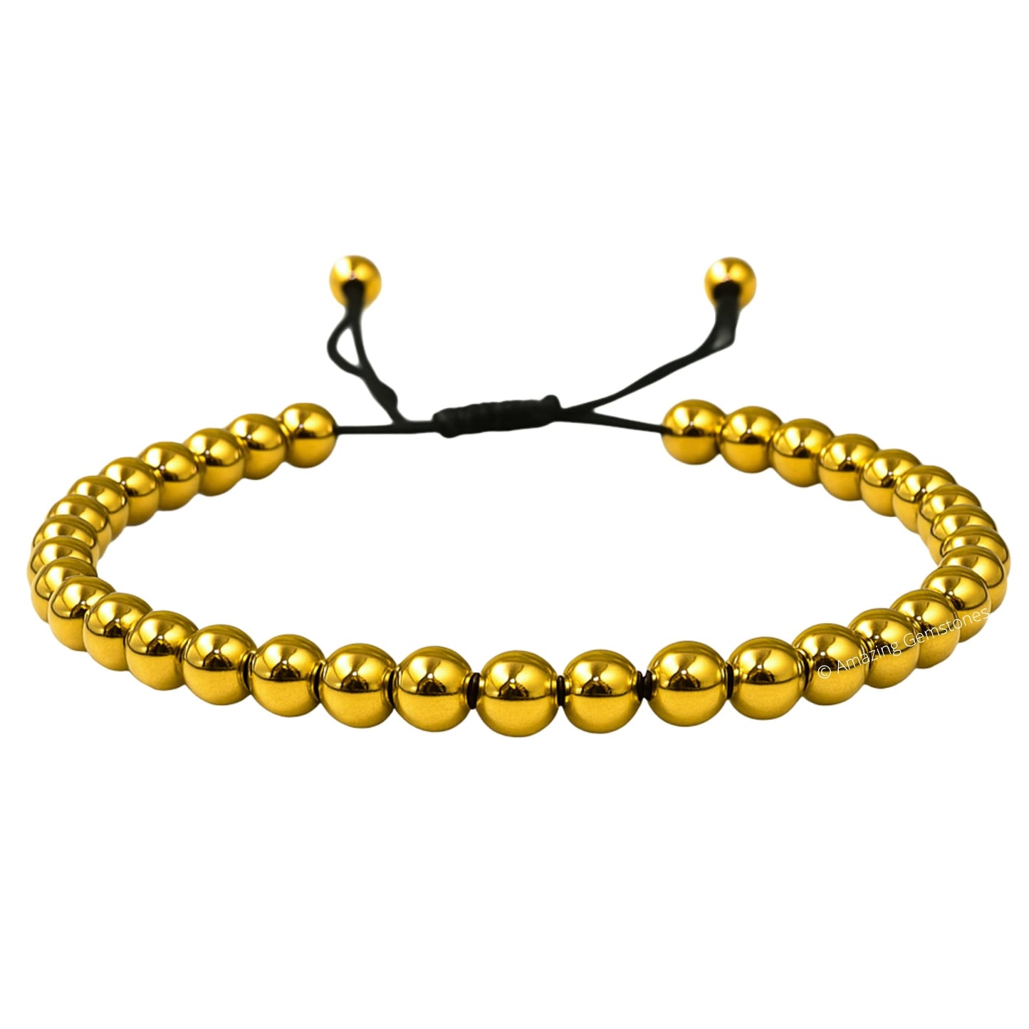 Amazing Gemstone Golden Hematite Anklet Ankle Bracelets for Women - Waterproof Beaded Healing Crystal Anklets, Plus Size Chakra Gemstone Bead Anklet (Stretchy Adjustable - Plain)