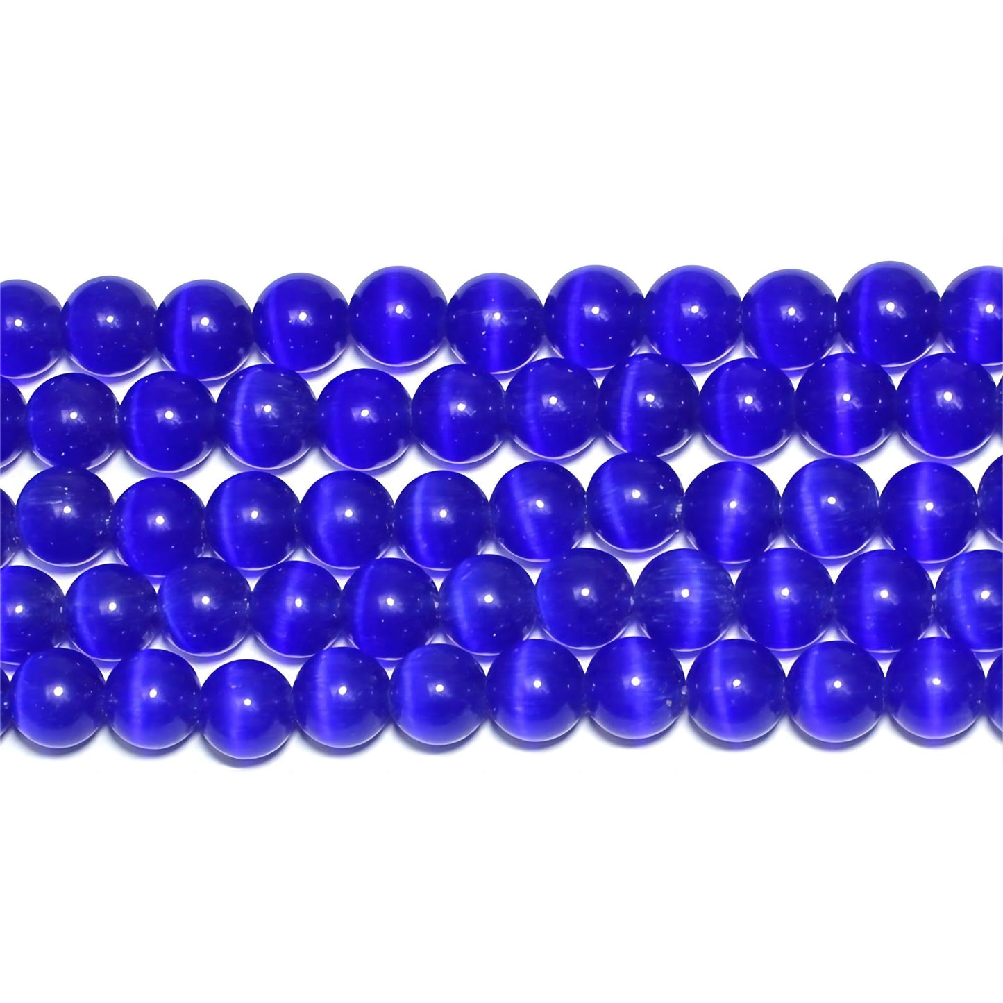 MJDCB 105pcs Sapphire Blue Cat Eye Stone Beads 10mm Round Crystal Loose Bead for Jewelry Making DIY Bracelets Necklace Accessories