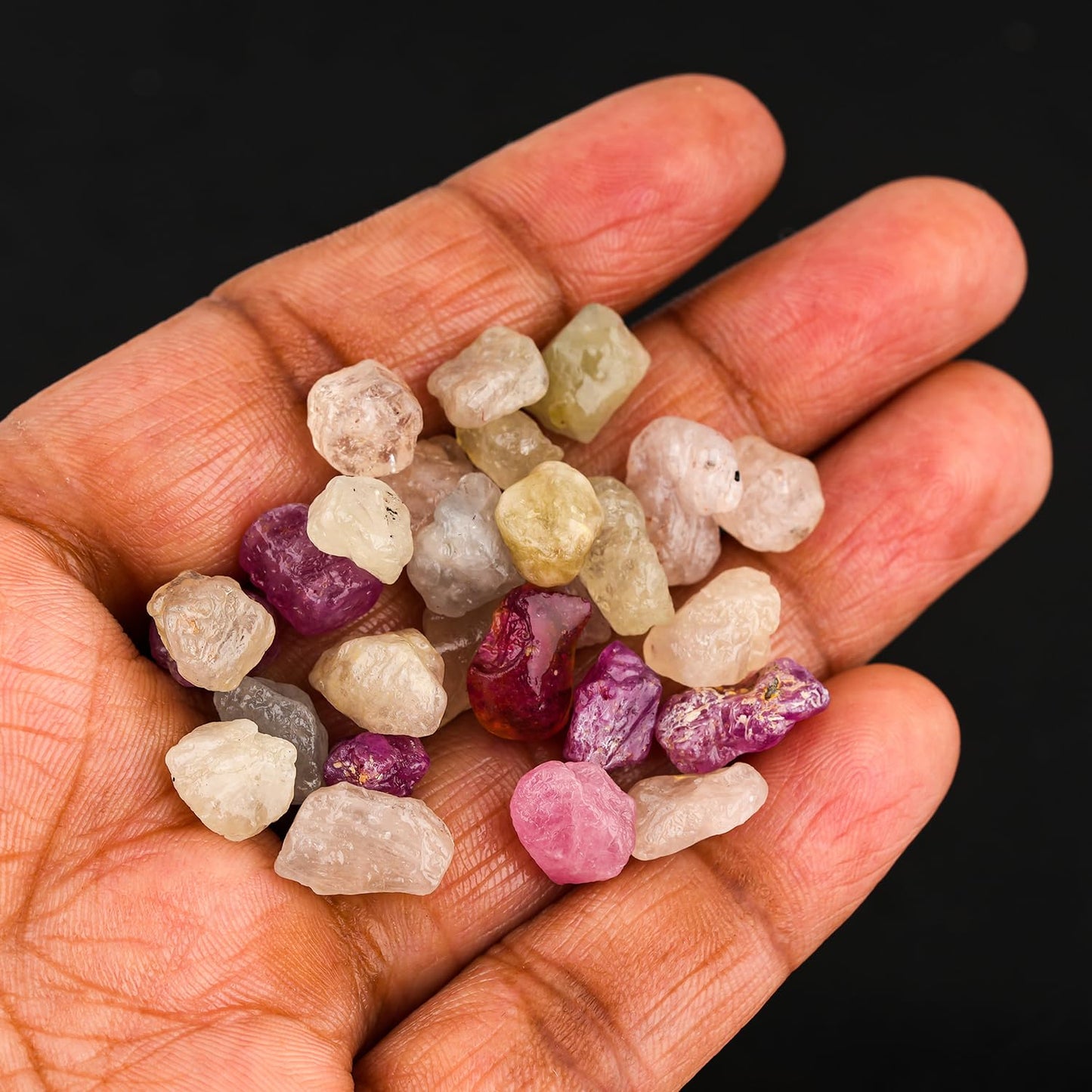 ColouredRocks 100 carats Multi Sapphire Glass-Filled Crystals, Raw Stones, Rough Gemstones, Jewelry Making Supply, Cabbing, Polishing, Cutting, DIY, Crafts (25+pcs) (5-10mm)