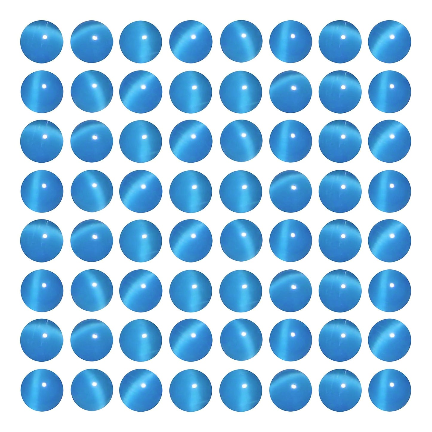 MJDCB 60pcs Sky Blue Cat Eye Stone Beads 6mm Round Crystal Loose Bead for Jewelry Making DIY Bracelets Necklace Accessories