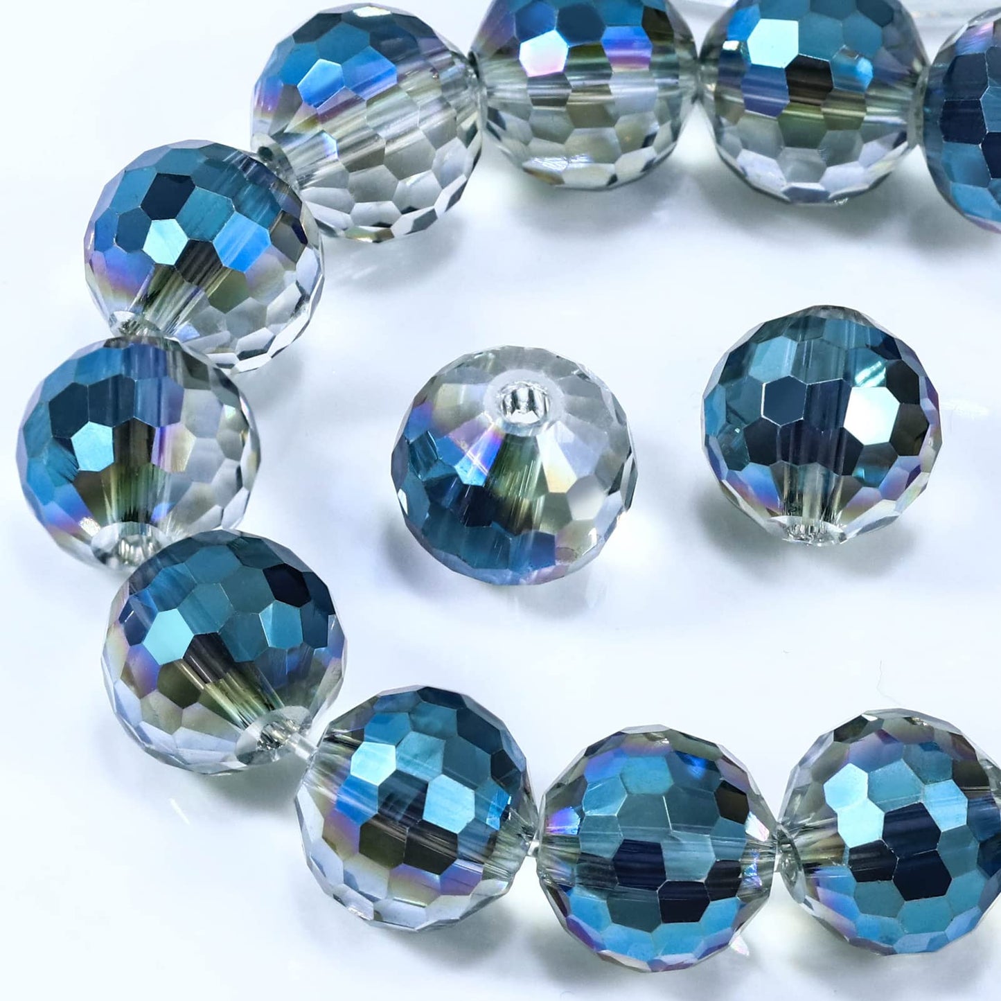 Dowarm 10MM Round Crystal Beads for Jewelry Making, Faceted Glass for Crafts Bracelet Wind Chimes Suncatcher, #5003 Rondelle Spacer, Loose Gemstones, 50PCS, Green Colorized