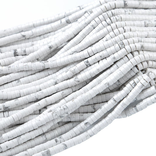 2x4MM 150PCS White Turquoise Howlite Tube Cylinder Rondelle Abacus Disk Spacer Loose Beads for Jewelry Making