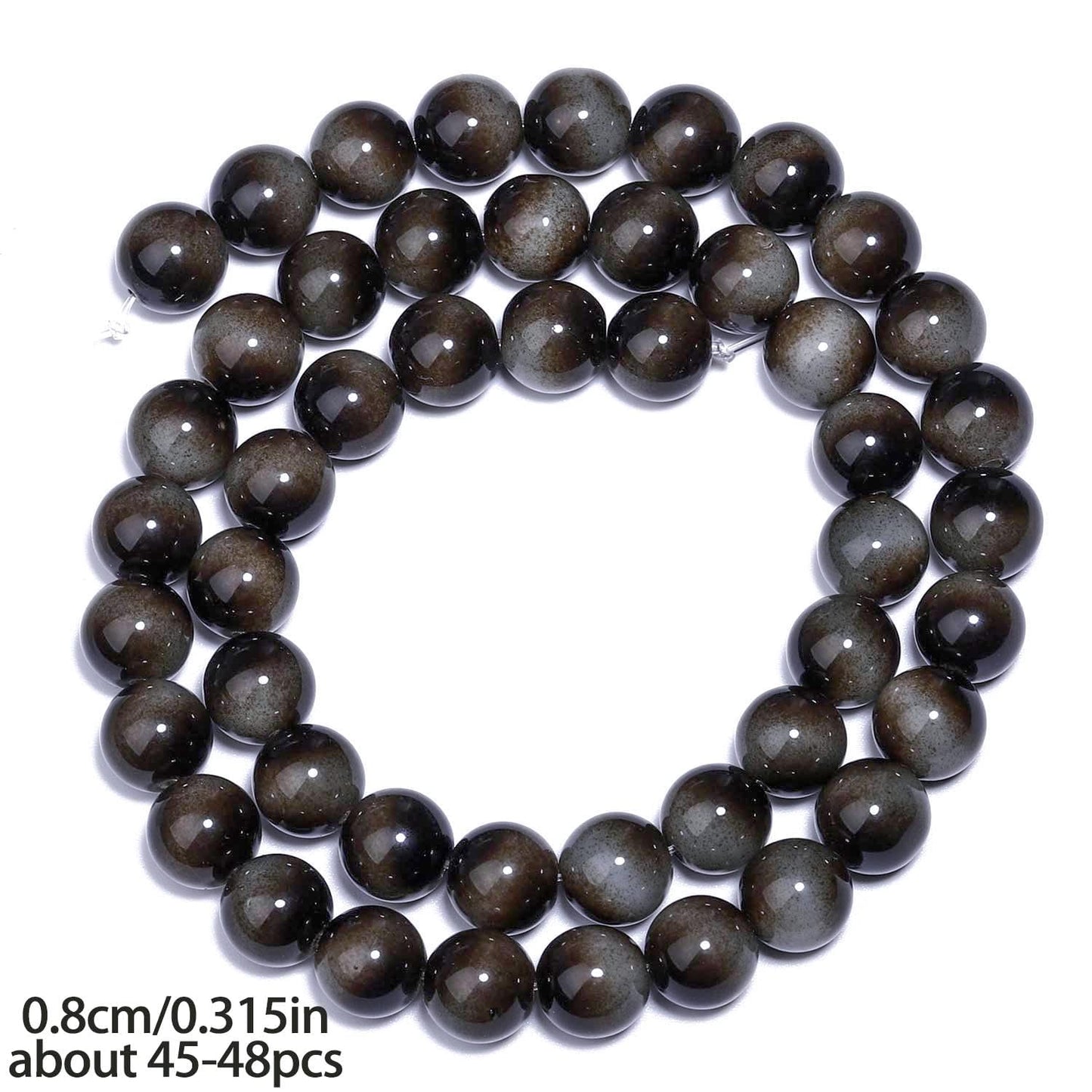 Song Xi 45PCS 8mm Grey Tiger Eye Gemstone Beads for Jewelry Making, Round Smooth Glass Beads for DIY Bracelet Necklace Earring Keychain, Arts and Crafts, for Christmas Wedding Birthday