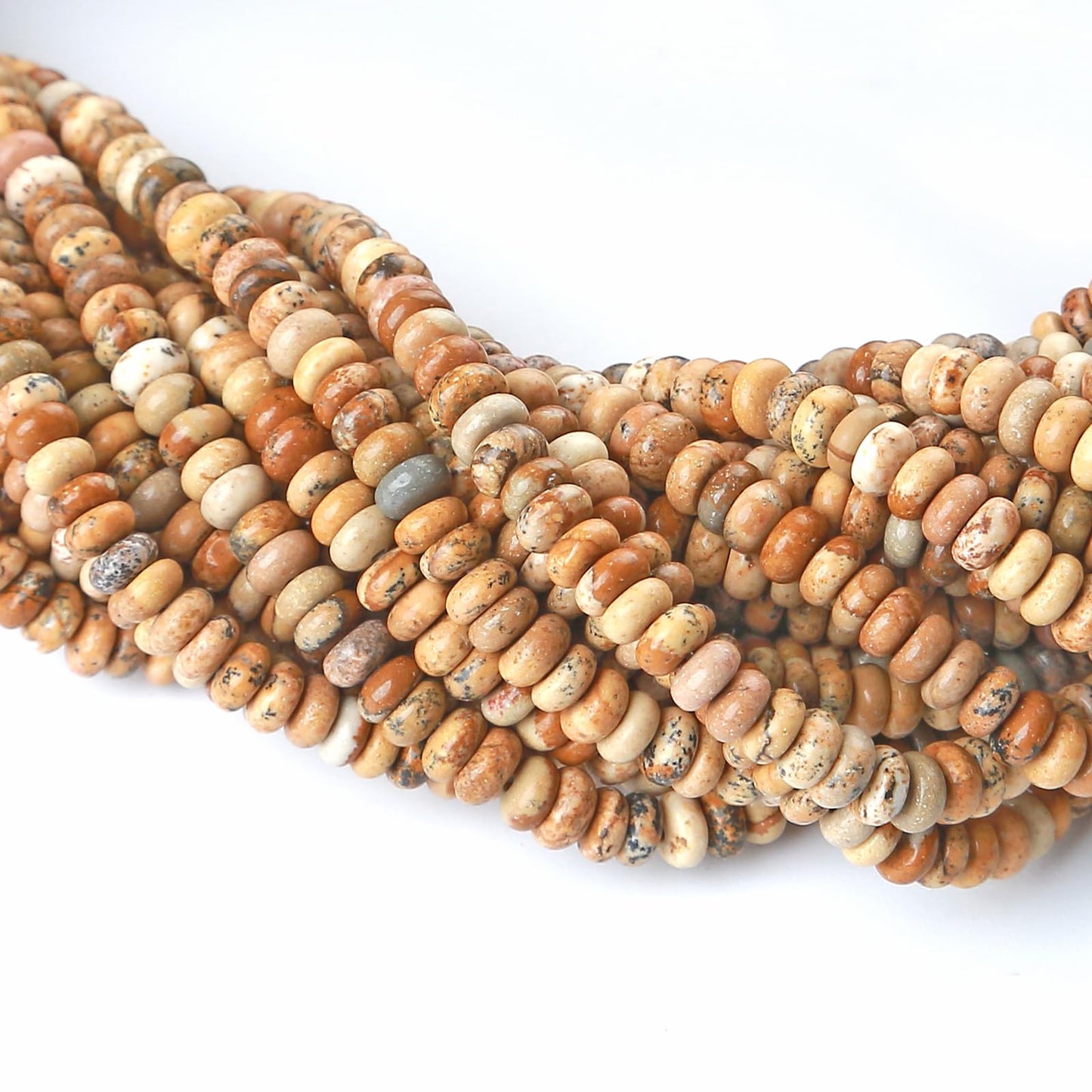 2x4MM 150PCS Picture Jasper Tube Rondelle Abacus Disk Spacer Loose Beads for Jewelry Making
