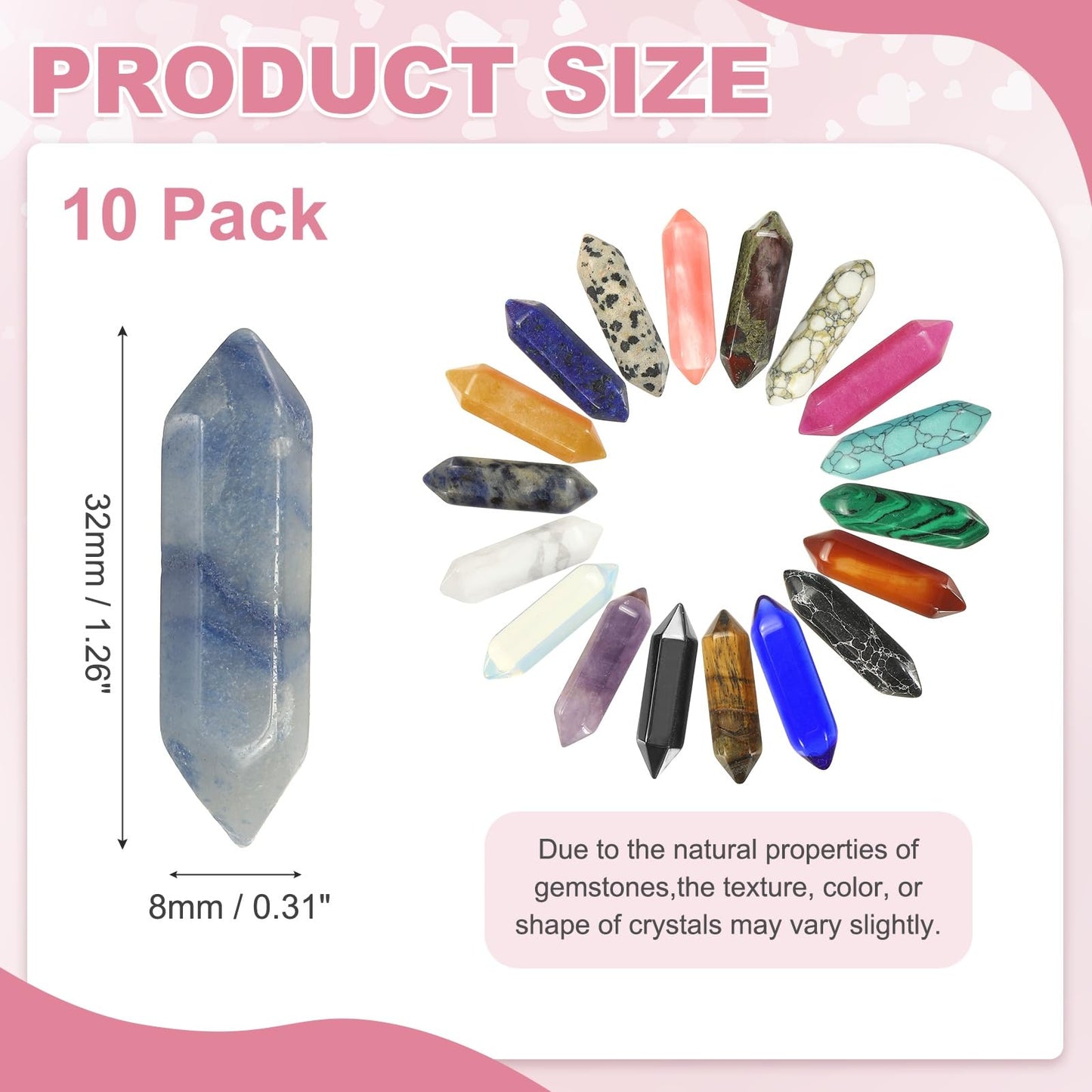 MECCANIXITY 10 Pack Blue Aventurine Quartz Crystals, Polished Crystals Bulk Hexagonal Shaped Meditation Gemstone for Jewelry Making Energy Balance Accessories Gifts