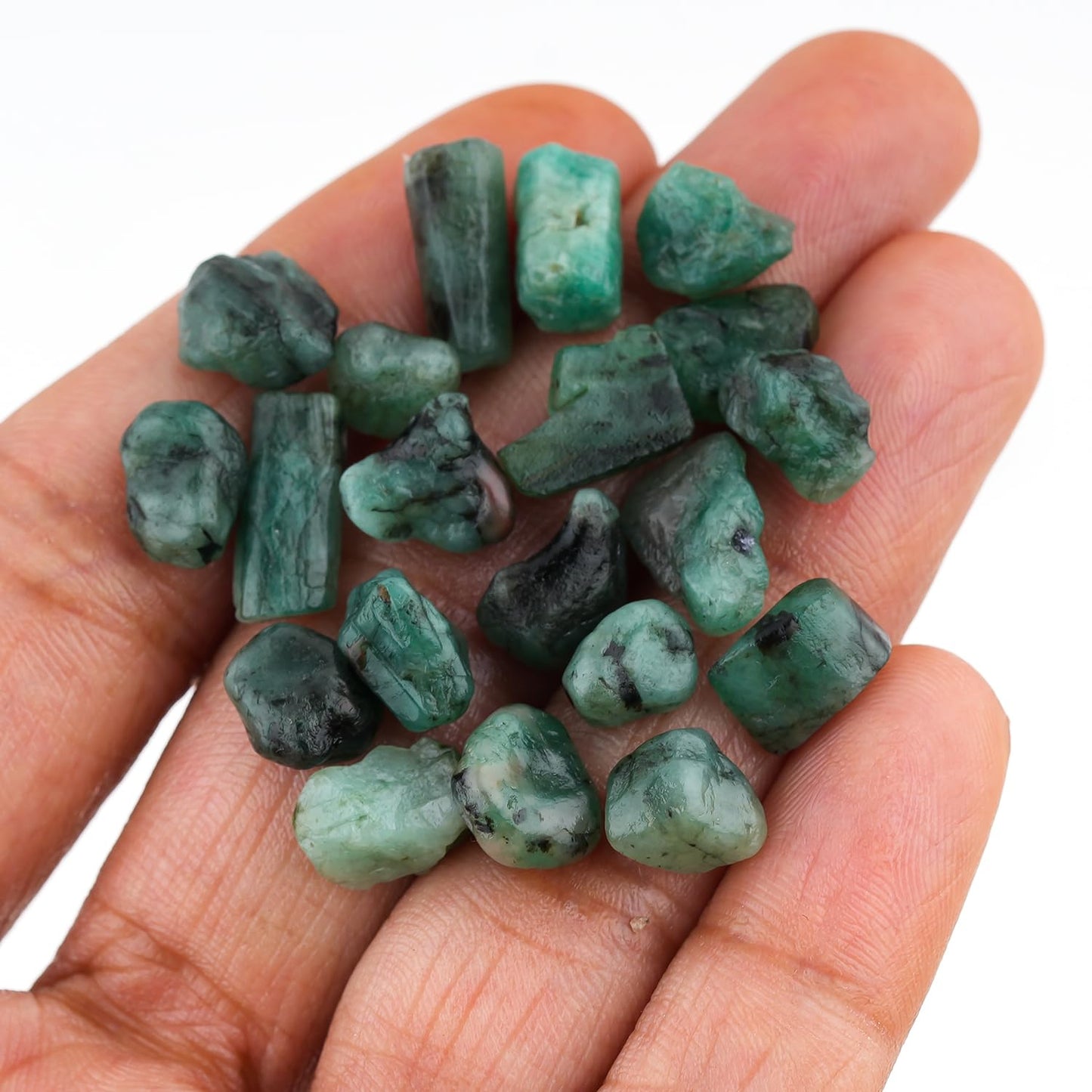 ColouredRocks 50 carats. EMERALD Crystals, Raw Stones, Rough Gemstones, Jewelry Making Supply, Cabbing, Polishing, Cutting, DIY, Crafts (20 pcs.) (5-8 mm.)