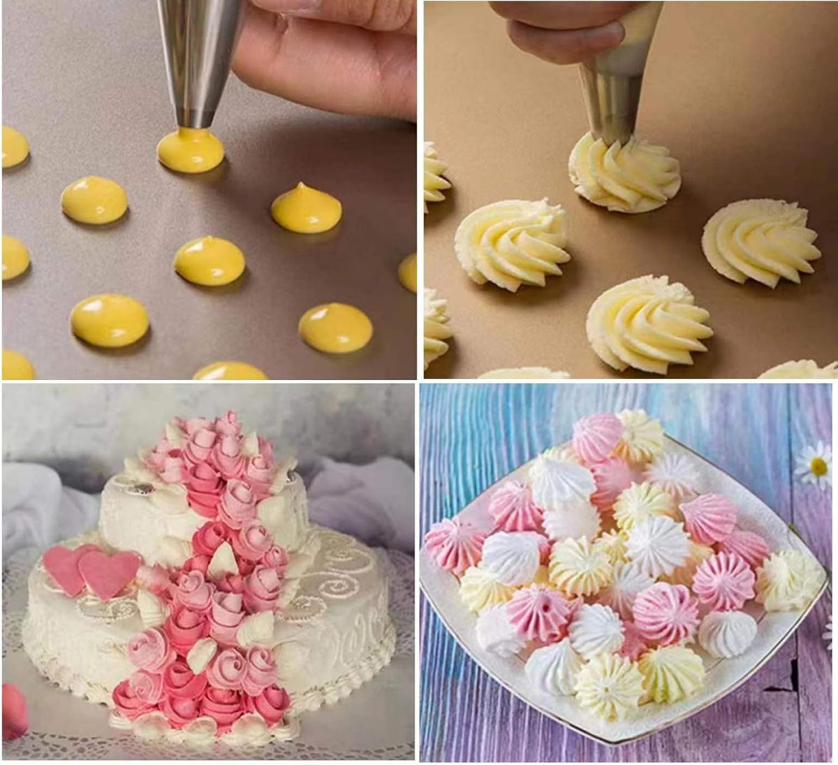 Skiennix Piping Bags - 100pcs 12 Inch Anti-Burst Disposable Cake Decorating Bags | Non-Slip for Cakes & Cookies