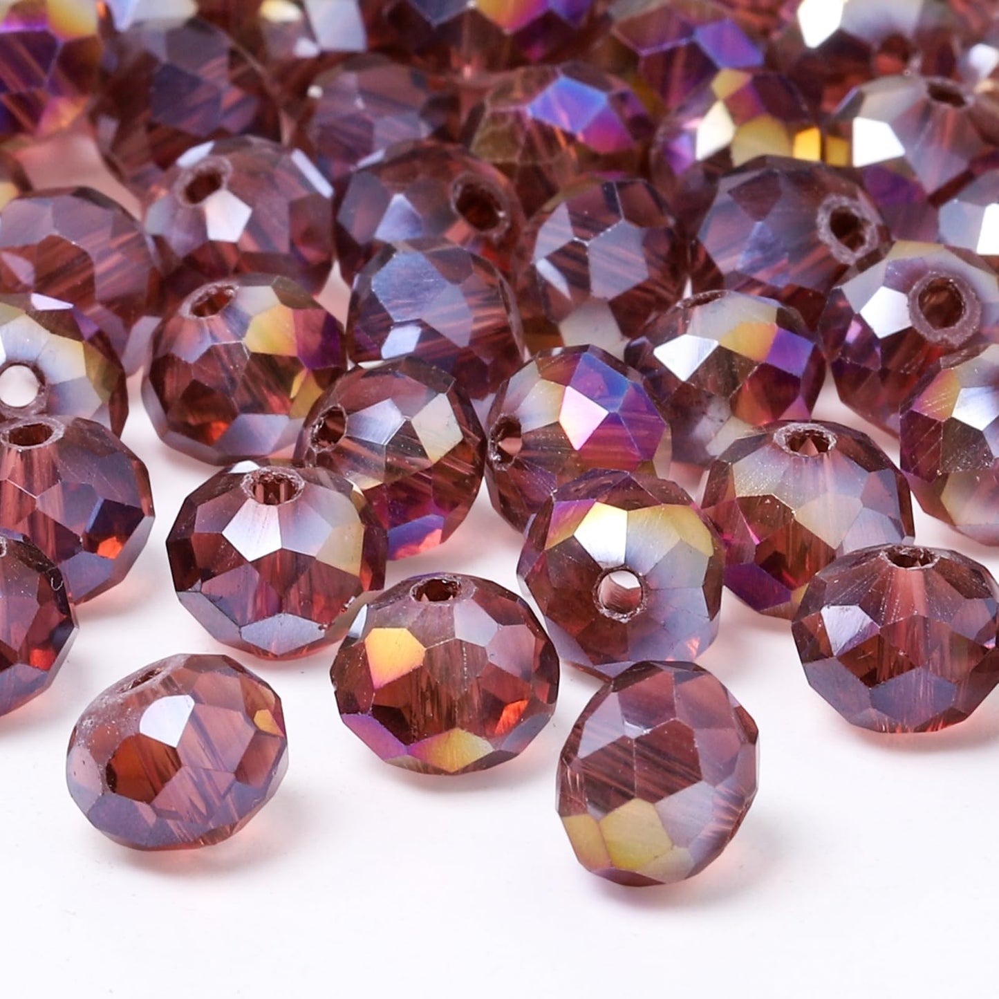 NITOPUPU 1000pcs 4mm Crystal Glass Beads for Jewelry Making Faceted Rondelle Flat Beads for Bracelets Necklace Earrings DIY Crafts (Purple Crystal AB Bead)