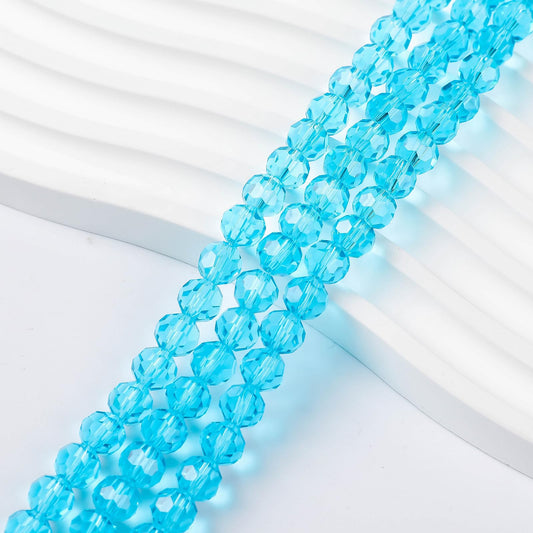 450PCS 6MM Aquamarine Round Crystal Glass Beads for Jewelry Making,Novborcz Glass Beads Faceted Rondelle Beads DIY Glass Crystal Beads for Bracelets Necklace Pendants Jewelry Making DIY Craft