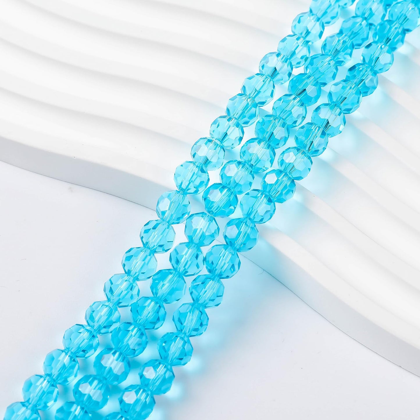 200PCS 8MM Aquamarine Round Crystal Glass Beads for Jewelry Making,Novborcz Glass Beads Faceted Rondelle Beads DIY Glass Crystal Beads for Bracelets Necklace Pendants Jewelry Making DIY Craft