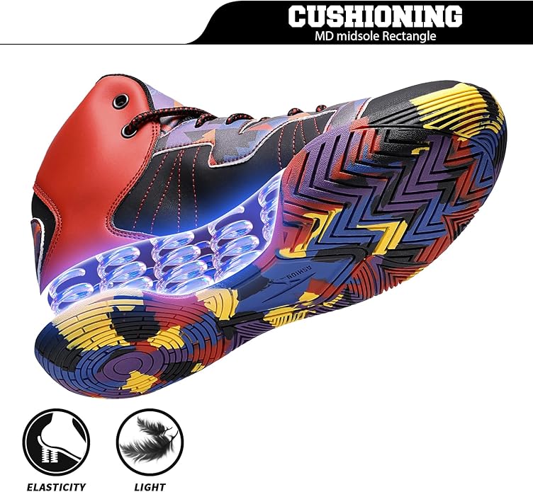 ASHION Mens Basketball Shoes High Top Streetball Lightweight Outdoor Sneakers Cushioning Shoes for Sport Athletic Fitness