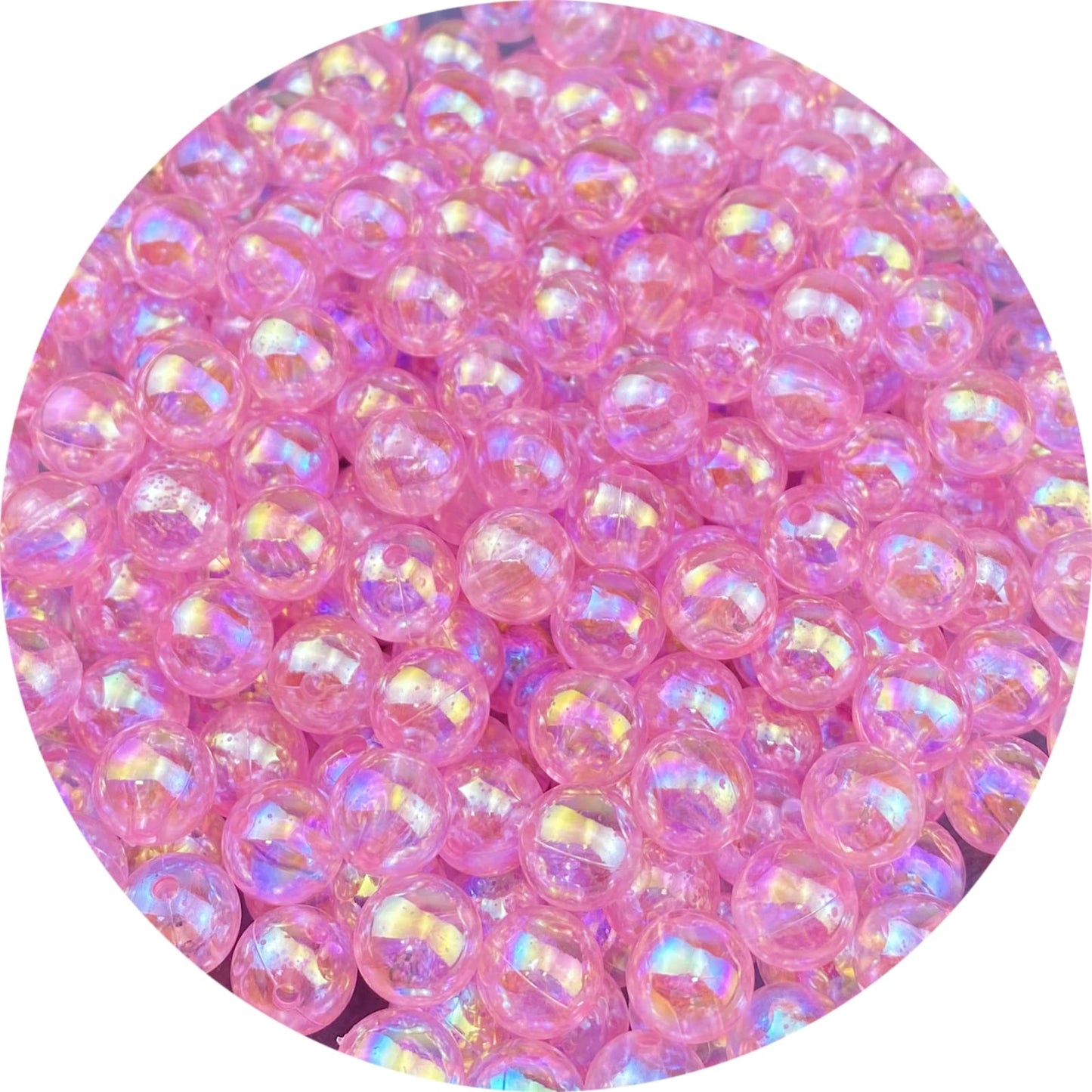 300 Pcs 10mm Acrylic Round Beads AB Colors Round Spacer Beads for Earring Bracelet Necklace Key Chains Jewelry DIY Craft Making(10mm, Pink AB)