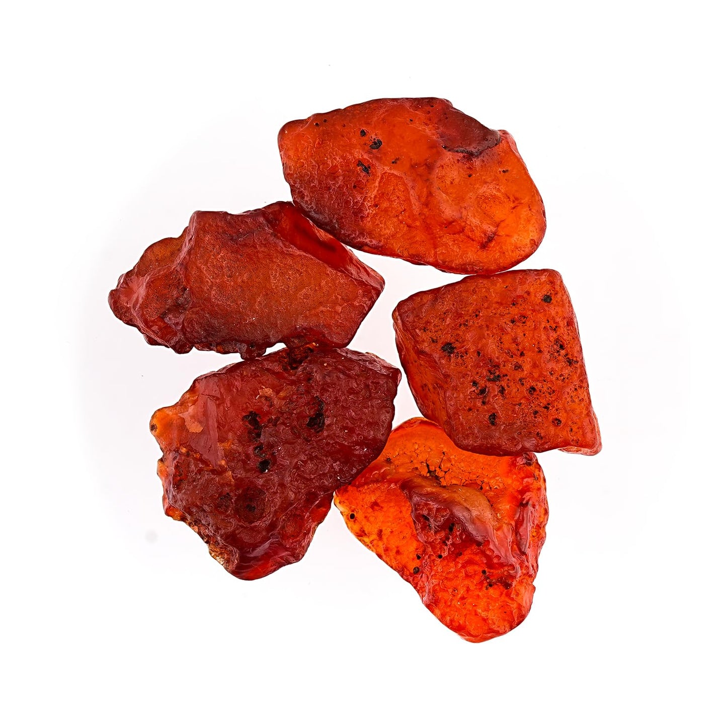 GEMKORA 5pcs Raw Carnelian Rough Gemstone, Natural Crystals, Healing Stones, Wholesale Lot, Jewelry Making Supply, 20-30mm size (140+ carats.)