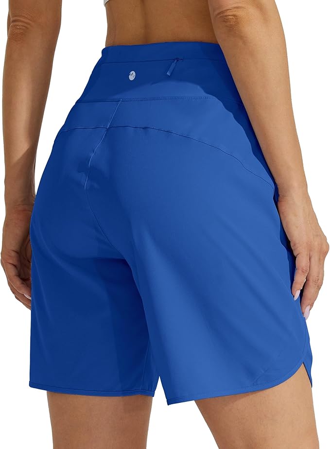 Willit Women's 7" Athletic Running Shorts Long Workout Hiking Shorts Quick Dry High Waisted Active Zipper Pocket(X-Small)