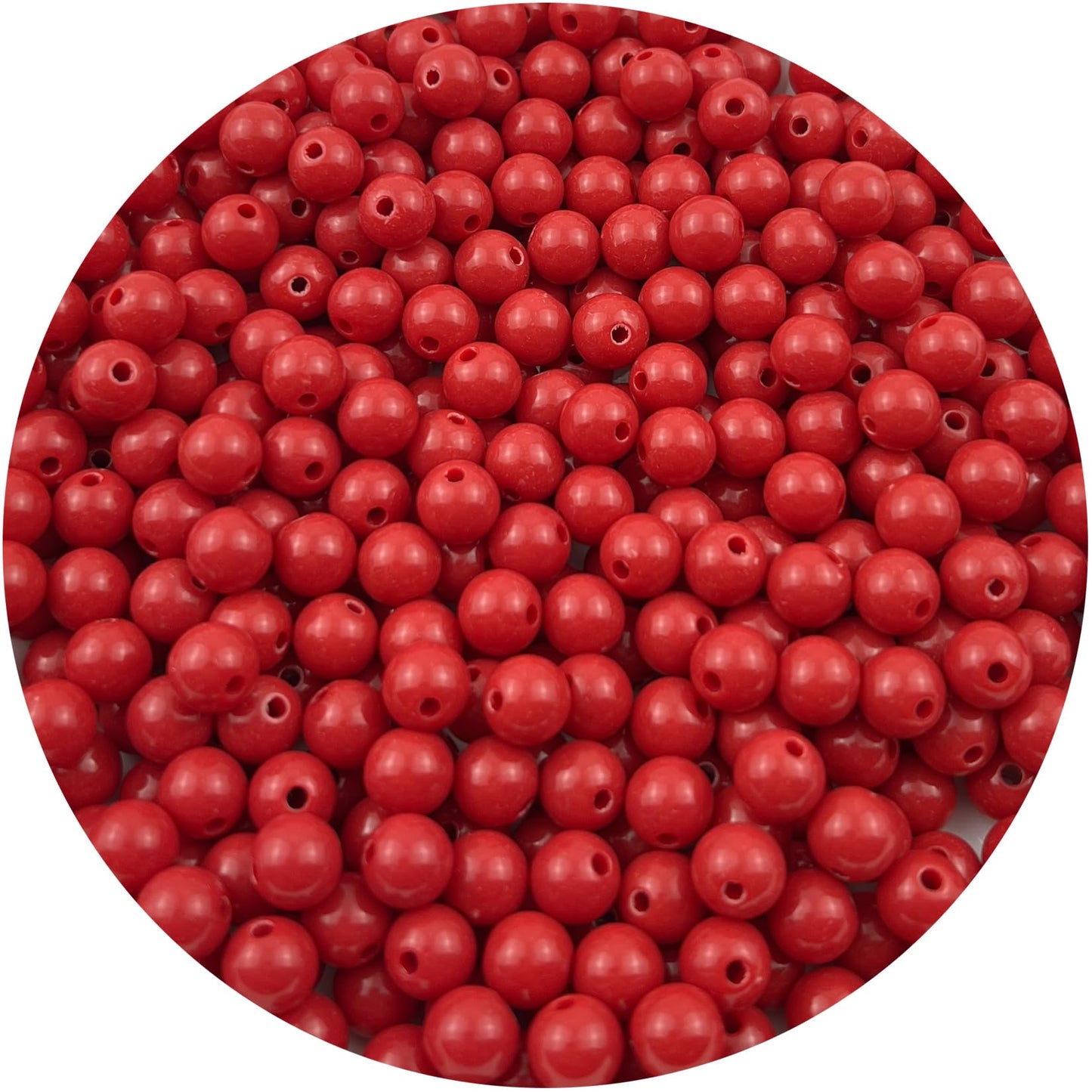Mulutoo 1000Pieces 6MM Acrylic Round Beads Round Acrylic Balls Chunky Beads Smooth Spacer Plastic Pastel Beads Craft Beads for Necklace and Bracelet Making Crafting Supplies(184-bright red)