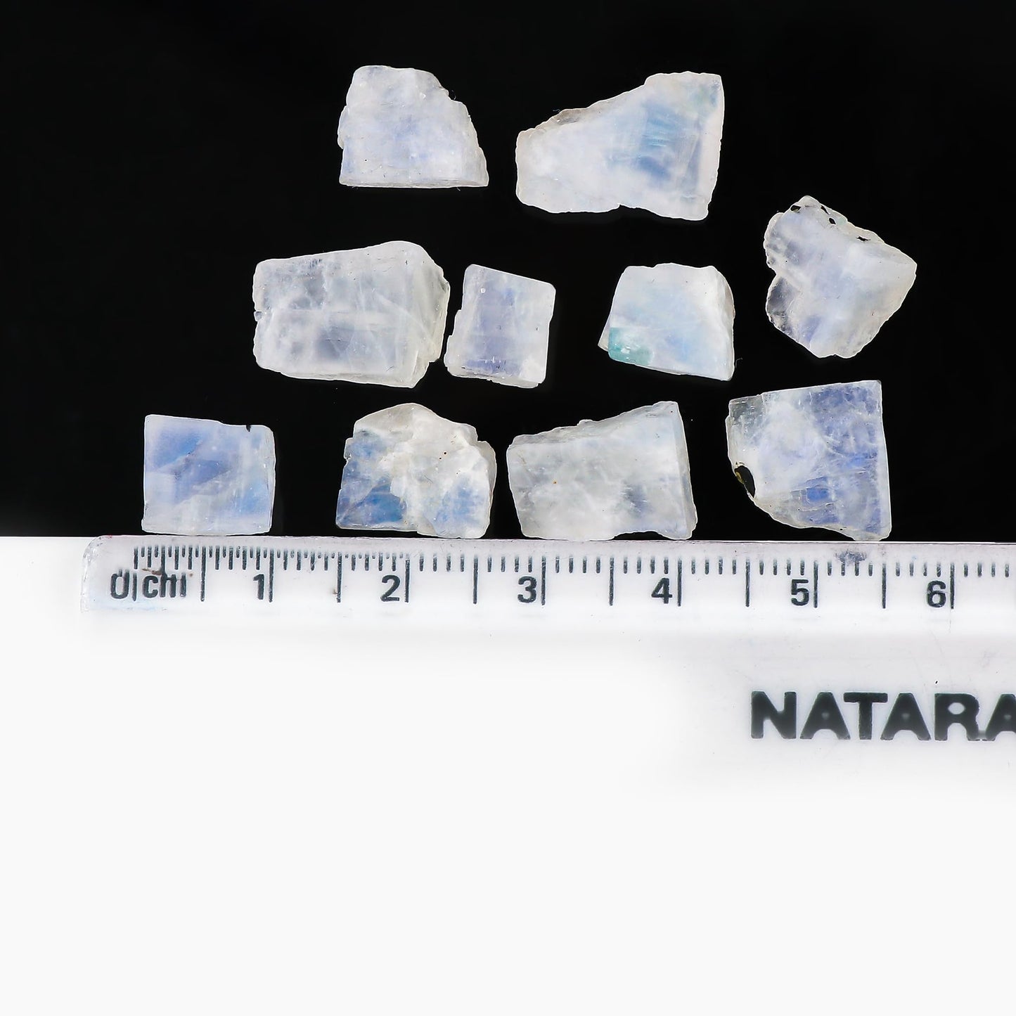 Gemkora 10pcs Natural Rainbow Moonstone Rough Gemstone, Raw Crystals, Moonstone Rock, Jewelry Making Supplies, Chakra Healing Crafts & DIY Stone (12-18 mm)