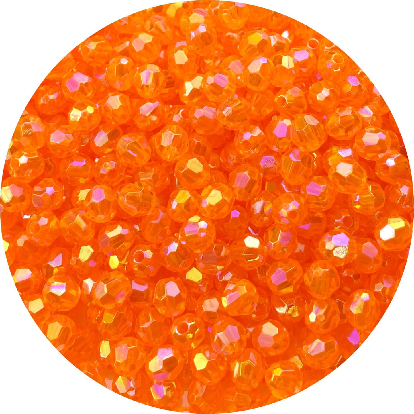 Tingoons 200 PCS 10mm Acrylic Faceted Spacer Beads AB Color Glossy Round Loose Beads for Jewelry Making Bracelet Necklace Earring Ornament Wind Chimes Key Chains(Hot Orange AB)