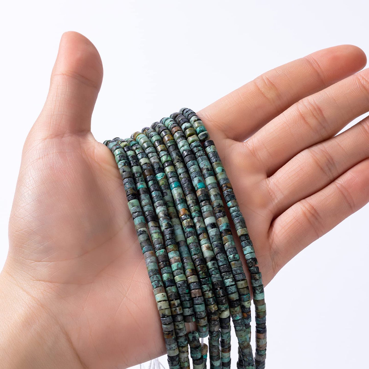 Natural African Turquoise Stone Spacer Beads 4x2mm 38cm/str Flat Round Loose Semi Gemstone Caps for Making Bracelets Necklace