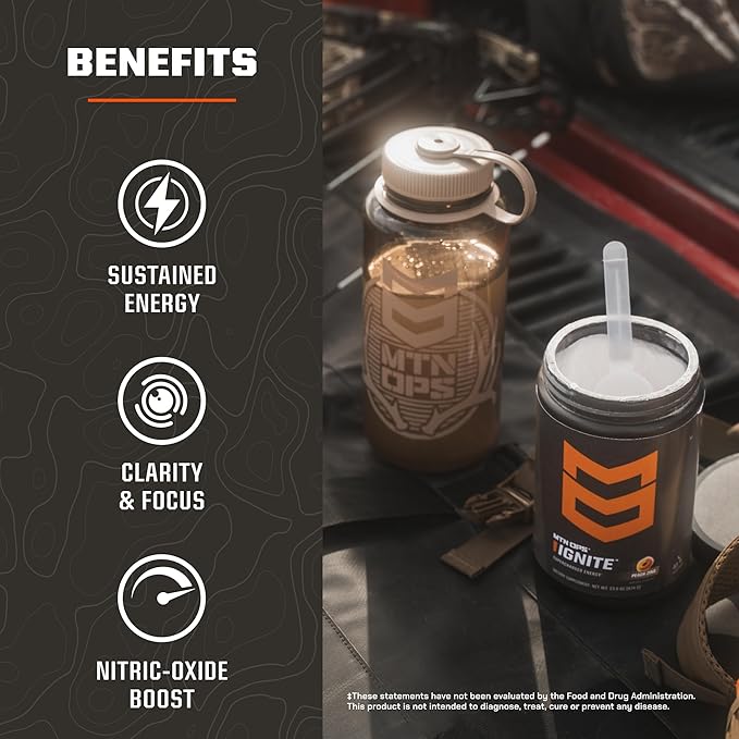 MTN OPS Ignite Trail Packs Energy Drink Powder, Gluten Free Nootropic Supplement Drink Mix, L Arginine, L Citrulline, Caffeine & Nootropic Sugar Free Drink Mix, 20 Servings, Pineapple Crush
