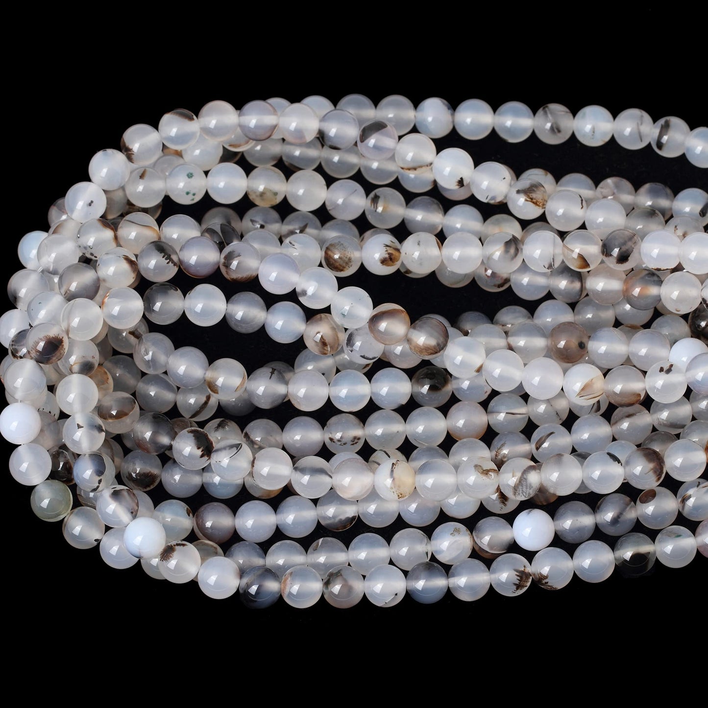 CHEAVIAN 45PCS 8mm Natural Moss Grass Agate Gemstone Round Loose Beads for Jewelry Making 1 Strand 15"