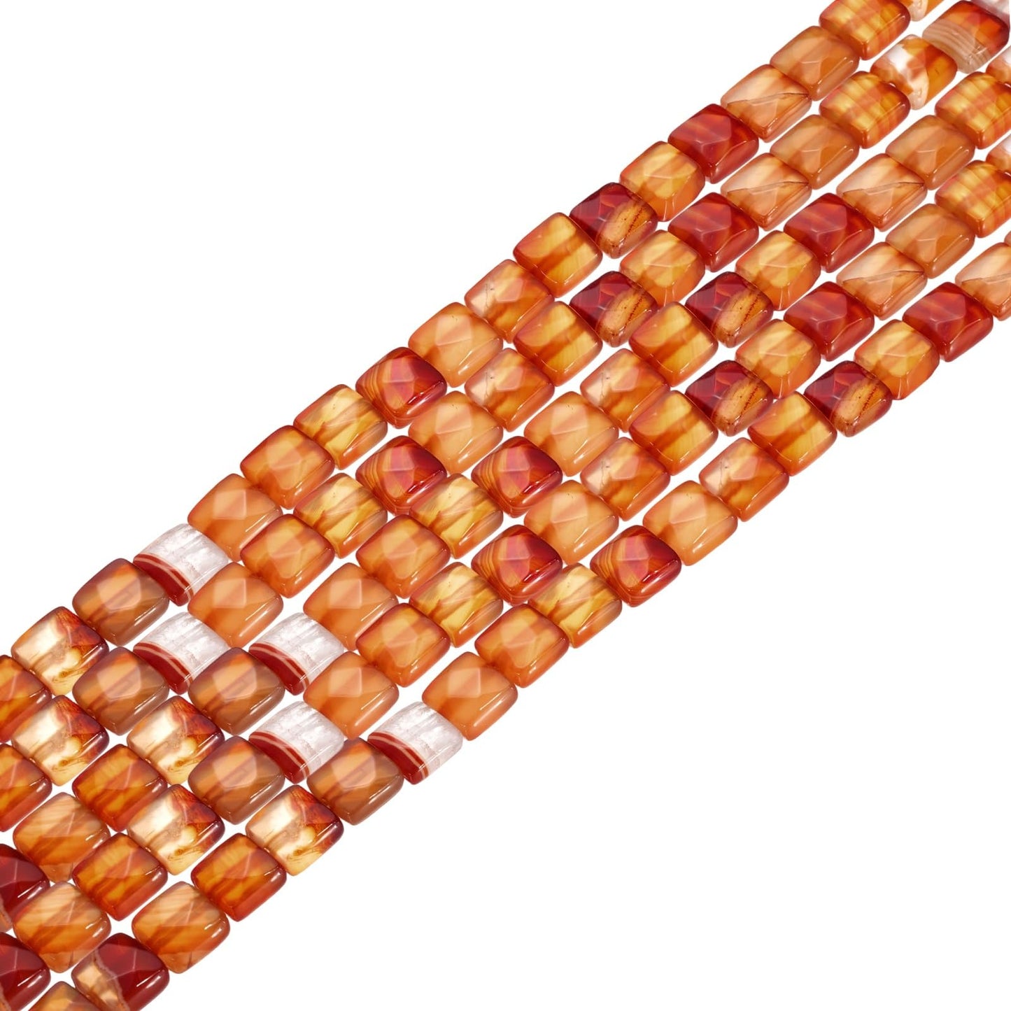 PATIKIL 50 Pack Natural Stone Beads, 8mm Faceted Square Agate Beads Bulk Red Agate Stones, for DIY Jewelry Making Necklace Bracelet Accessories, 2 Strands, 16 Inches, Red