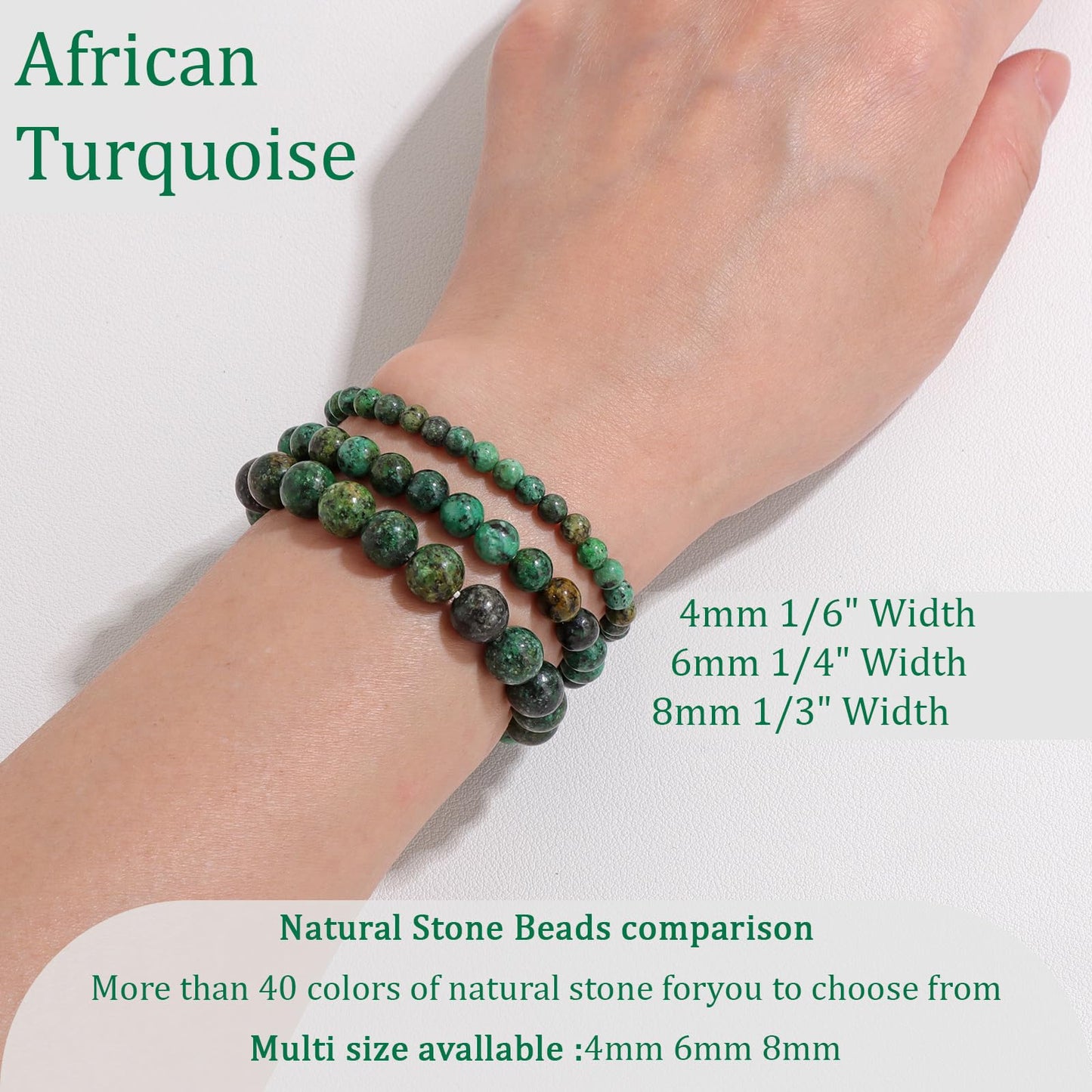 Vinswet Healing Crystal Bracelets for Women Men 4mm African Turquoise Natural Stone Beaded Stretch Bracelet Handmade Gemstone Reiki Spiritual Jewelry Gifts