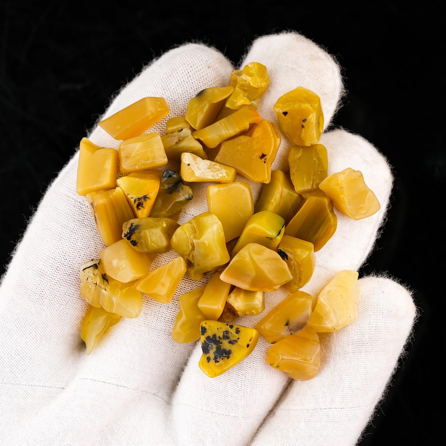 ColouredRocks 100 carats Yellow Opal Crystals, Raw Stones, Rough Gemstones, Jewelry Making Supply, Cabbing, Polishing, Cutting, DIY, Crafts (28-32pcs) (8-12mm)