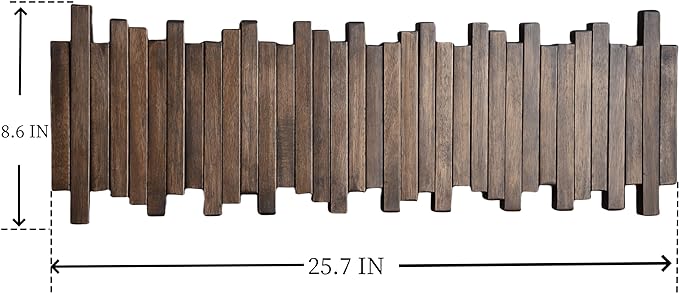 Natural Wood Wall Mounted Piano Coat Rack| Coat Rack Wall Mount| Flip Down Wall Hook Rack 7 Hooks| Entryway Wall Art Hook,Made of Acacia Wood (Wood Wax Oil Dyed Walnut Color).Wall Art
