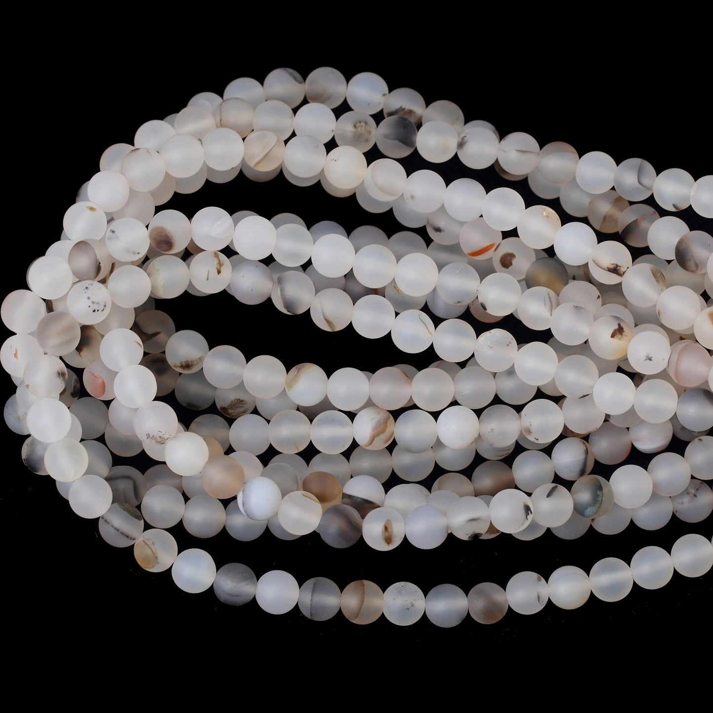CHEAVIAN 45PCS 8mm Natural Frosted Moss Grass Agate Gemstone Round Loose Beads for Jewelry Making 1 Strand 15"
