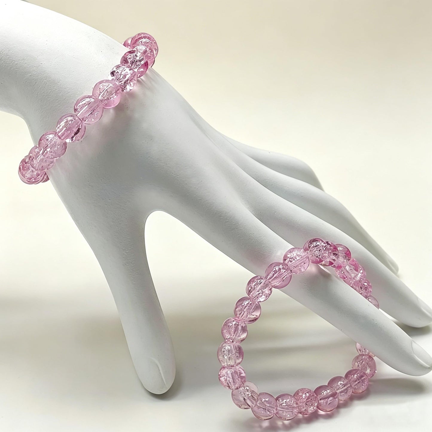 200PCS Glass Beads 8mm Glass Beads for Bracelets Necklaces Jewelry Making DIY Crafts (Pink Crackle)