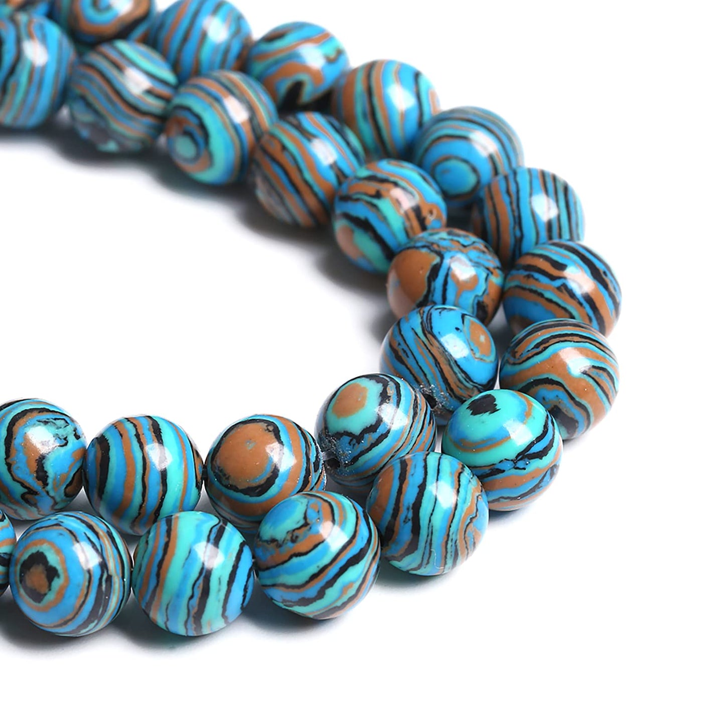8MM 45PCS Blue Malachite Spacer Loose Beads for Jewelry Making DIY Bracelet Necklace 1 Strand 15’’