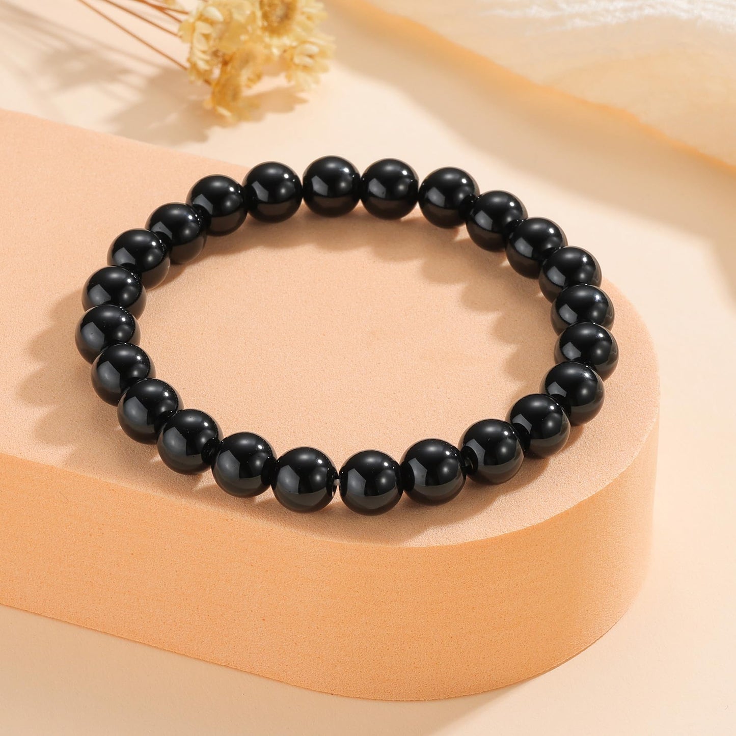 Udolfly Womens Crystal Beaded Bracelets for Women Men Protective Energy Bracelet Natural Gemstone Bead Bracelet 4mm Obsidian