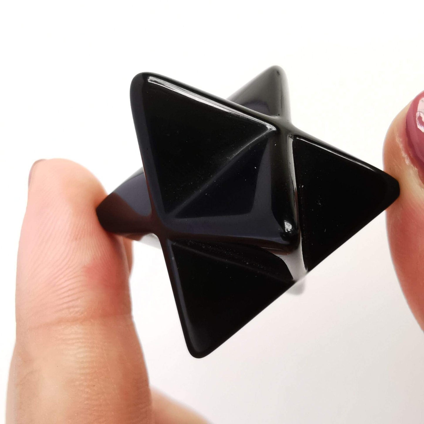 Loveliome Natural Black Obsidian Merkaba Crystal Protection Sacred Meditation Energy Generator Healing Chakra Six-Pointed Star 1 Inch